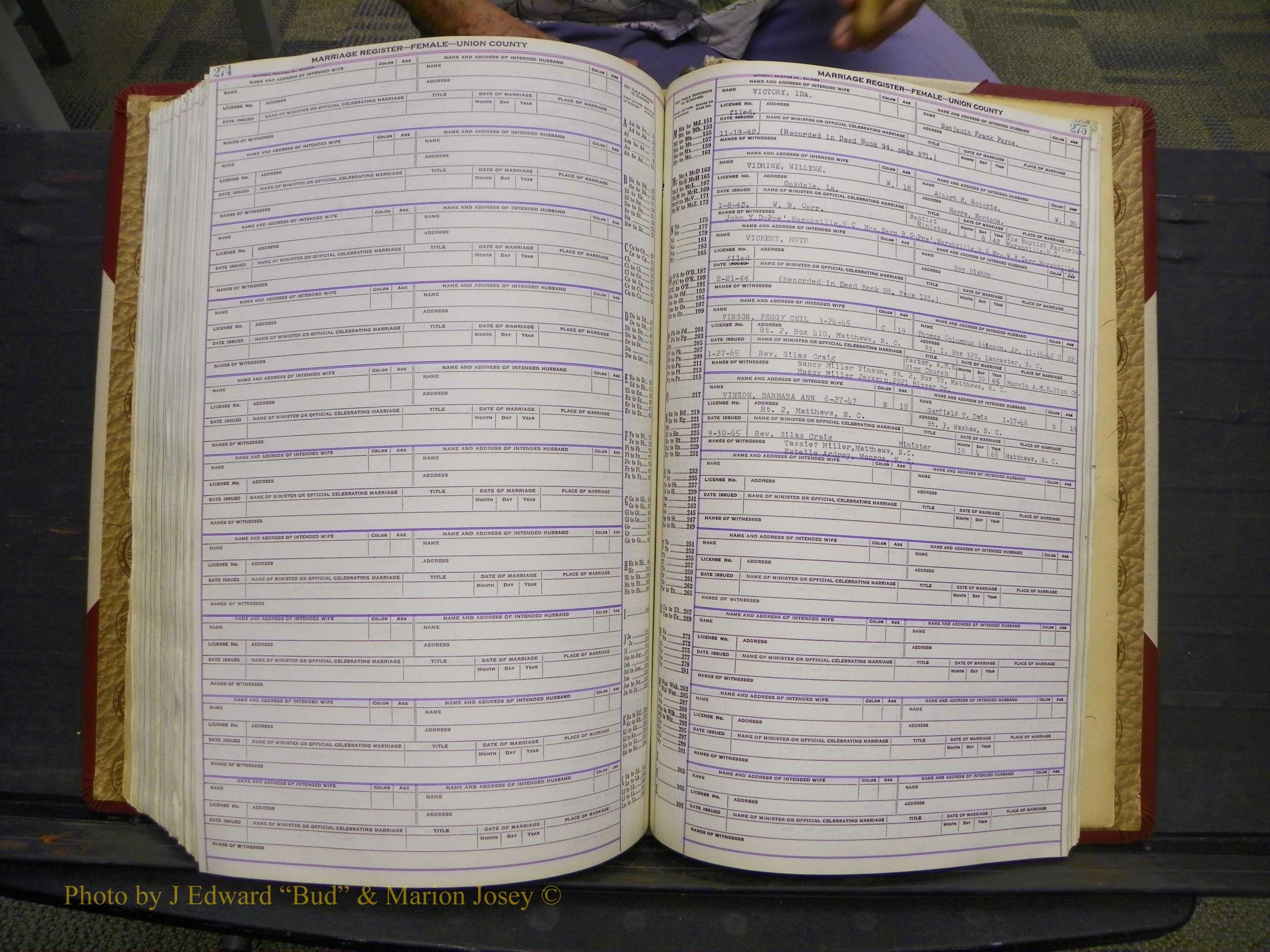 Union Co, NC Marriages Female Index, A-Z, 1937-1965 (339).JPG