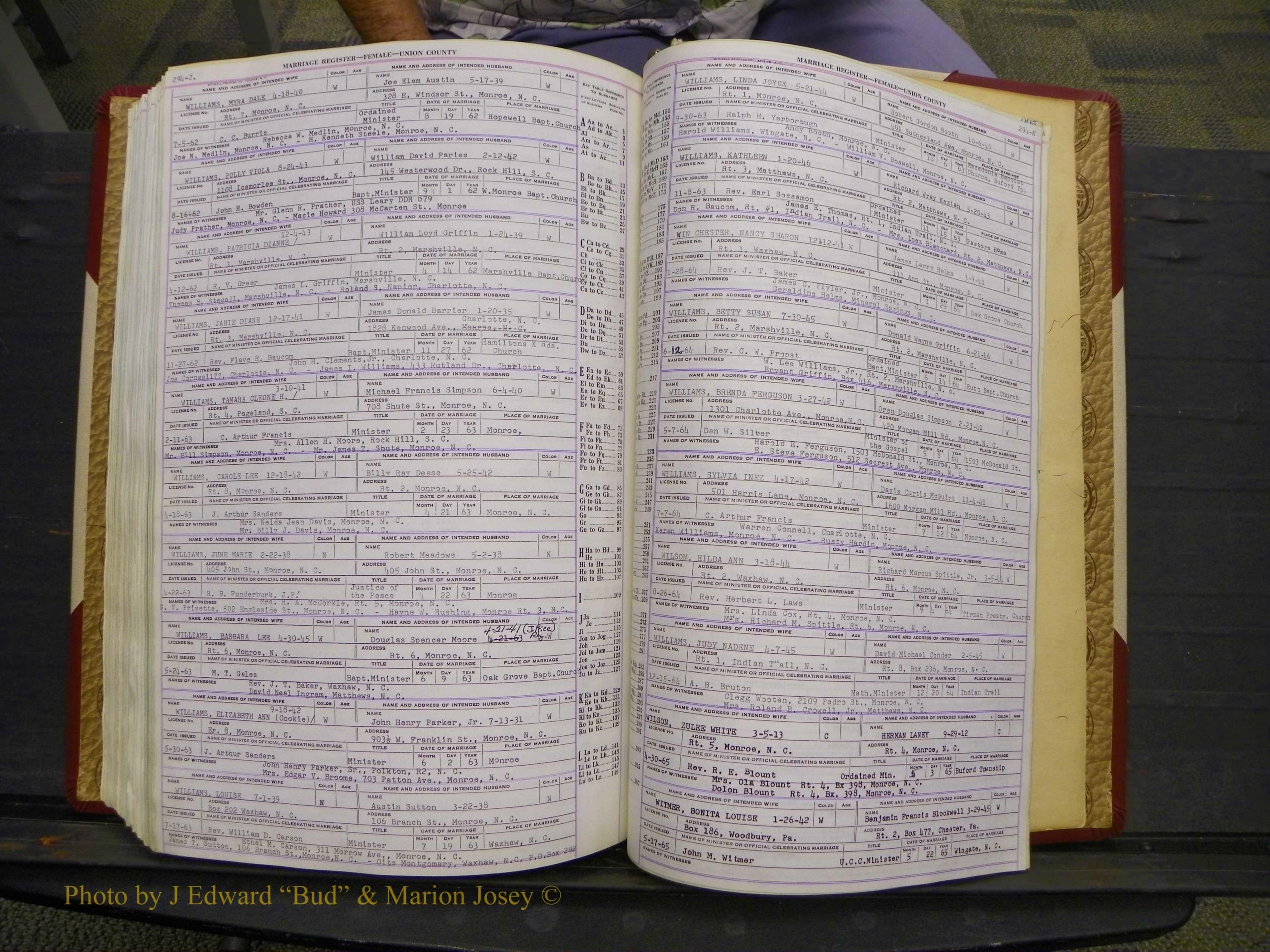 Union Co, NC Marriages Female Index, A-Z, 1937-1965 (356).JPG