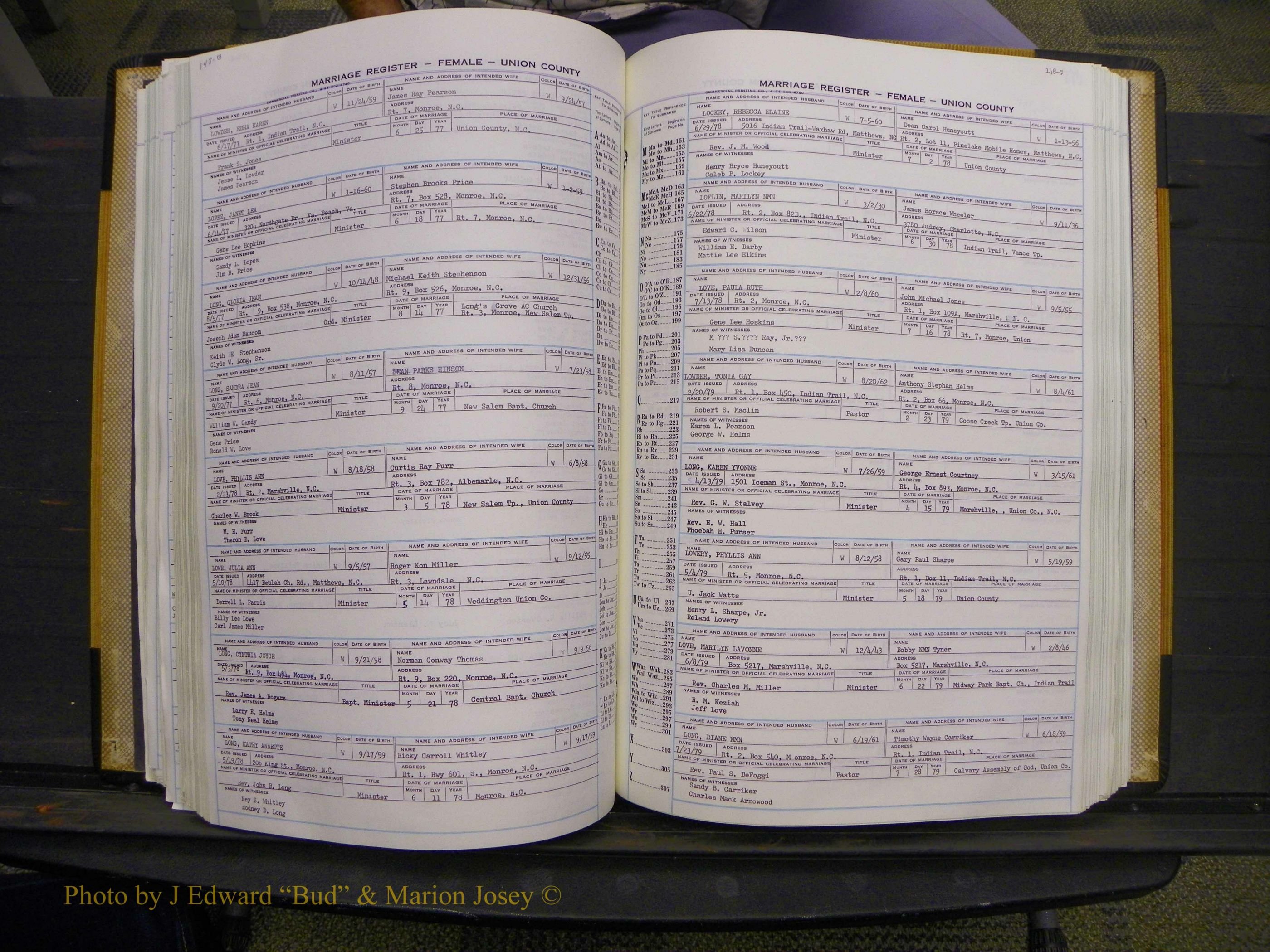 Union Co, NC Marriages Female Index, A-Z, 1966-1979 (174).JPG