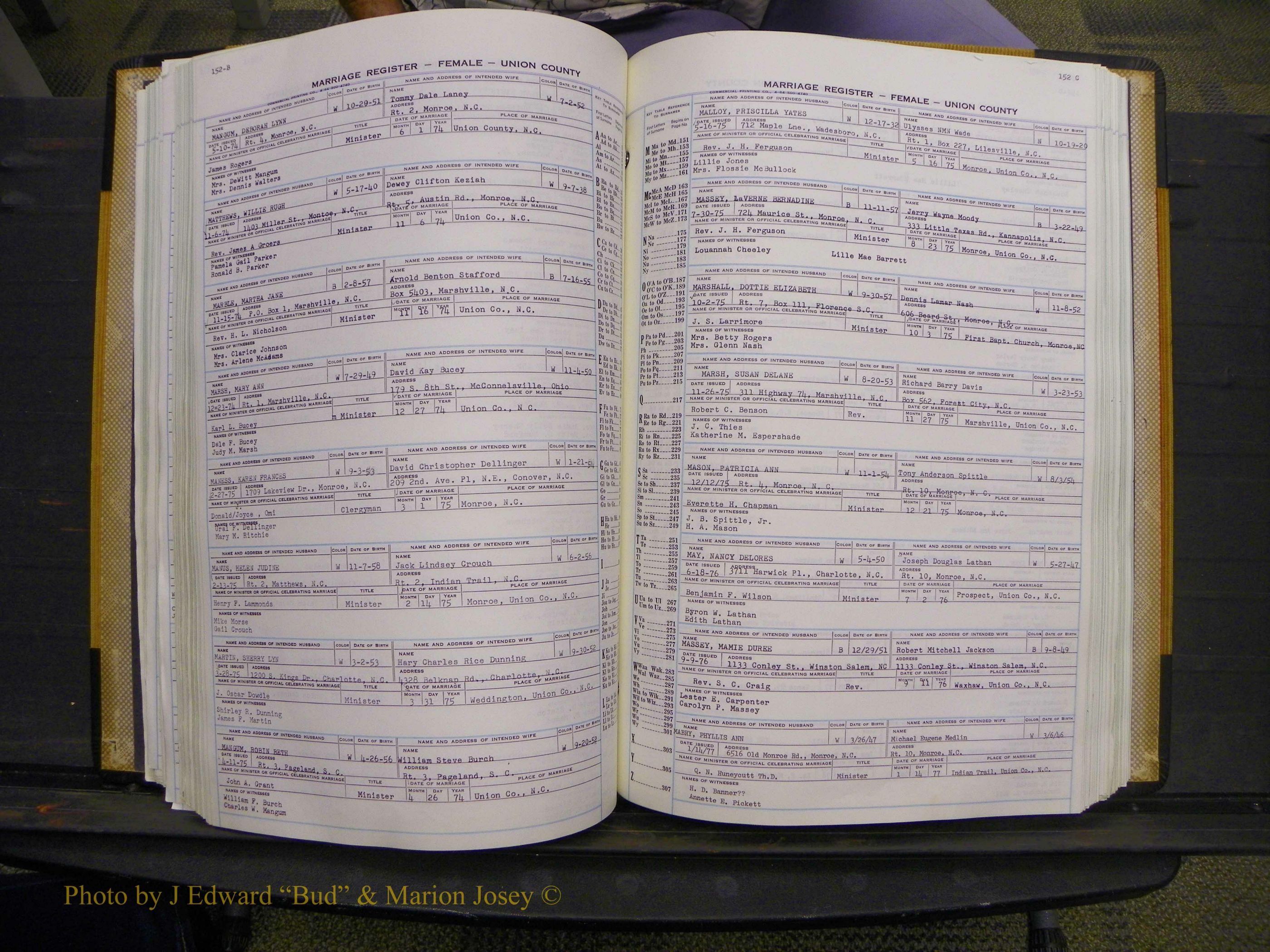 Union Co, NC Marriages Female Index, A-Z, 1966-1979 (179).JPG