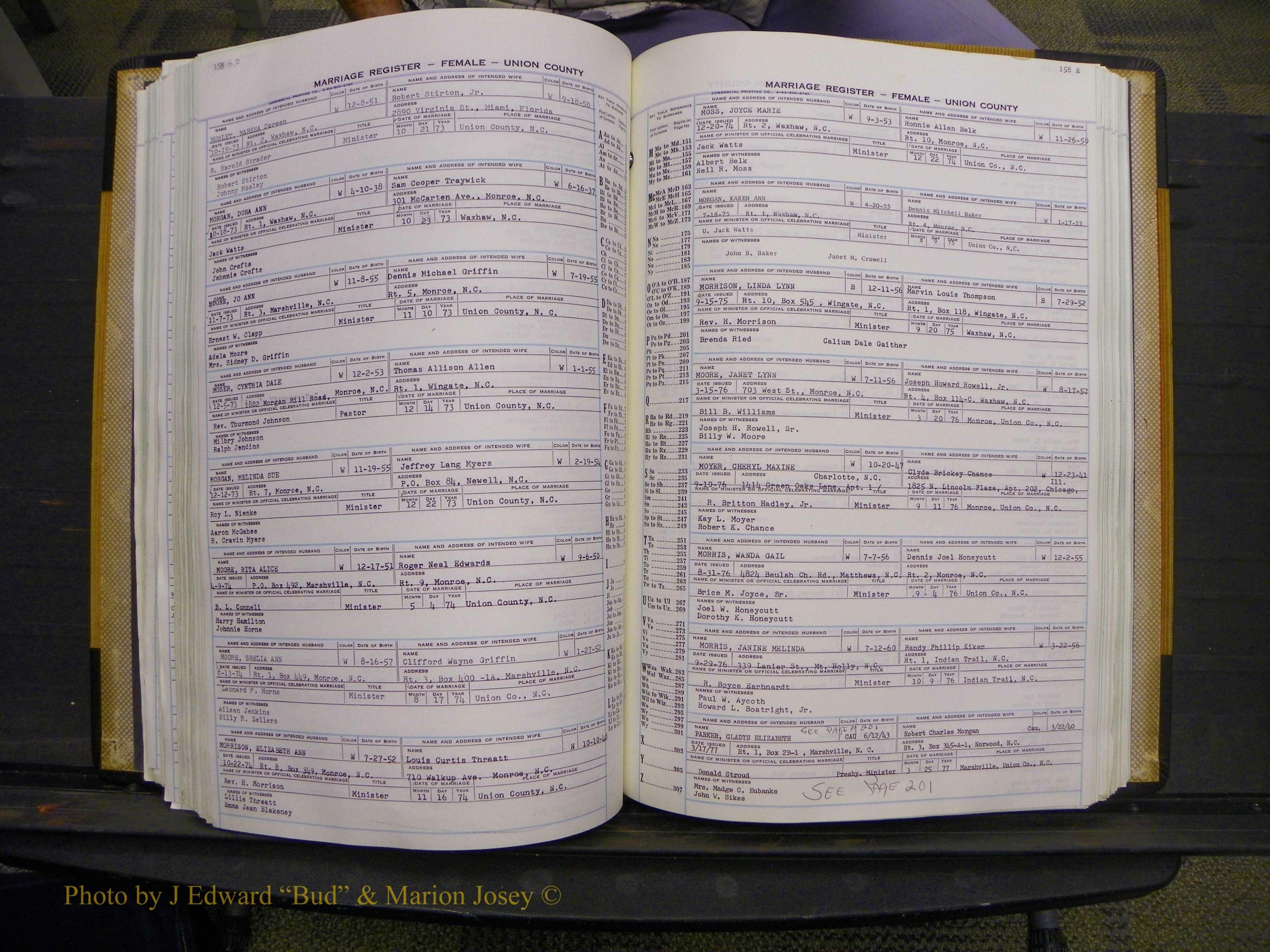 Union Co, NC Marriages Female Index, A-Z, 1966-1979 (194).JPG