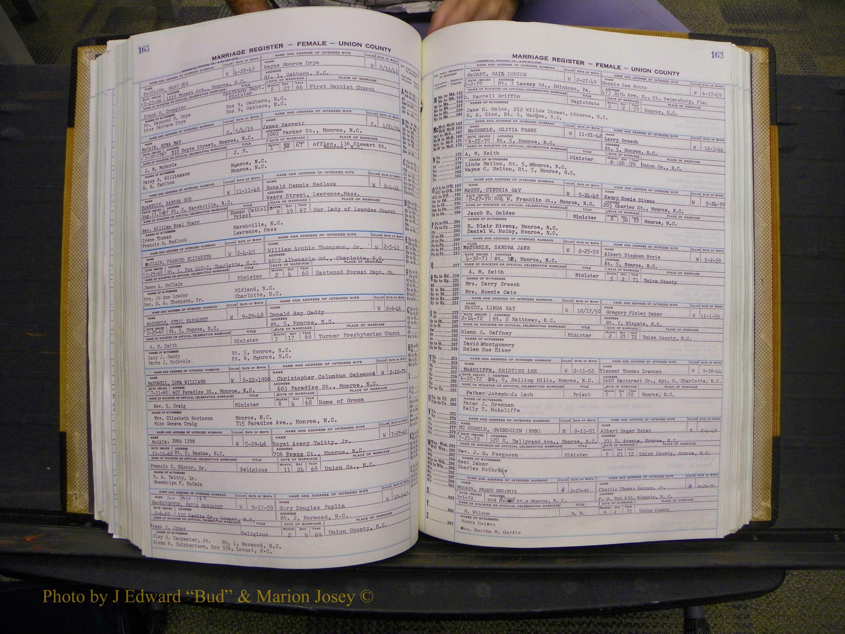 Union Co, NC Marriages Female Index, A-Z, 1966-1979 (199).JPG