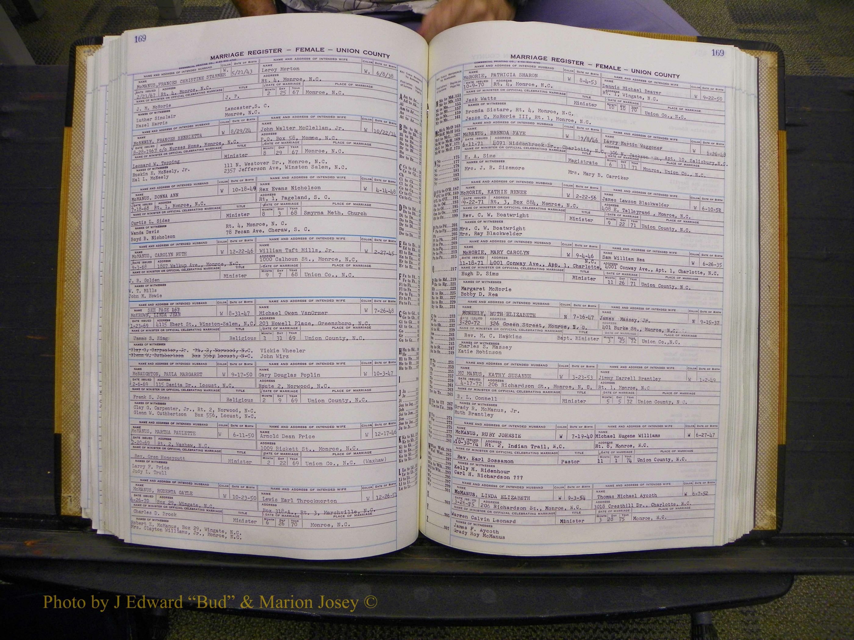 Union Co, NC Marriages Female Index, A-Z, 1966-1979 (206).JPG