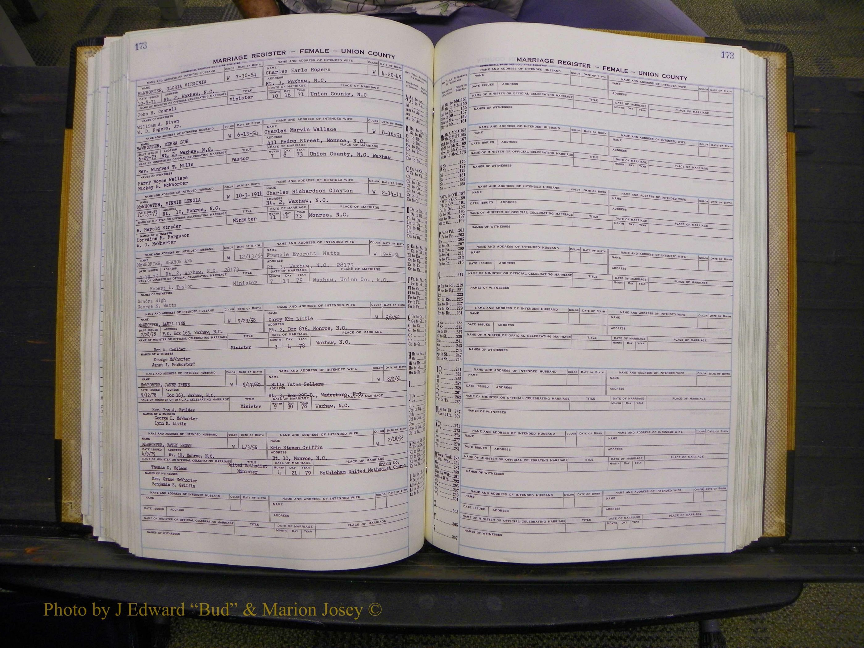 Union Co, NC Marriages Female Index, A-Z, 1966-1979 (208).JPG