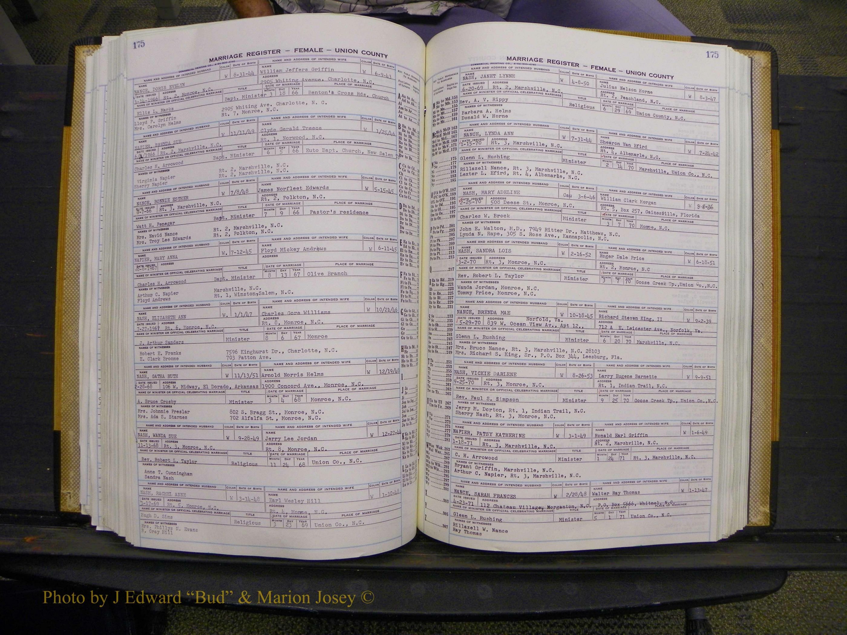 Union Co, NC Marriages Female Index, A-Z, 1966-1979 (210).JPG