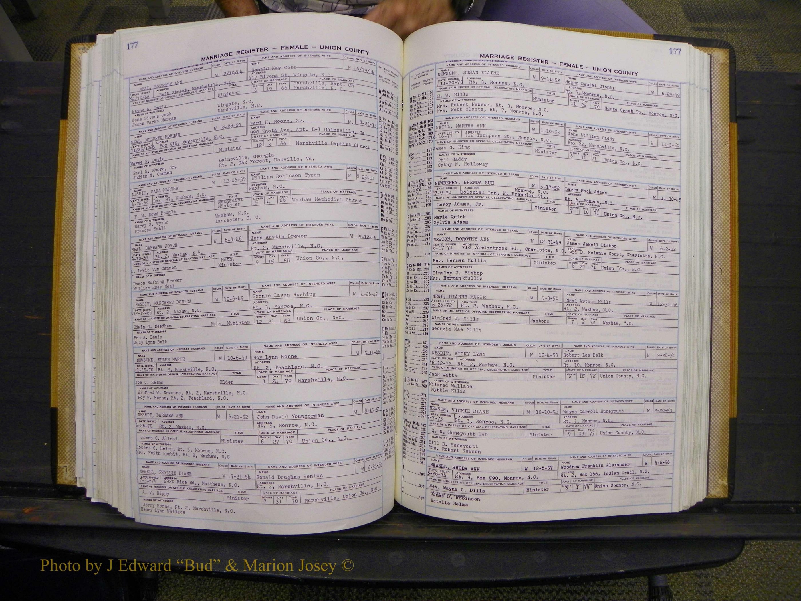 Union Co, NC Marriages Female Index, A-Z, 1966-1979 (212).JPG