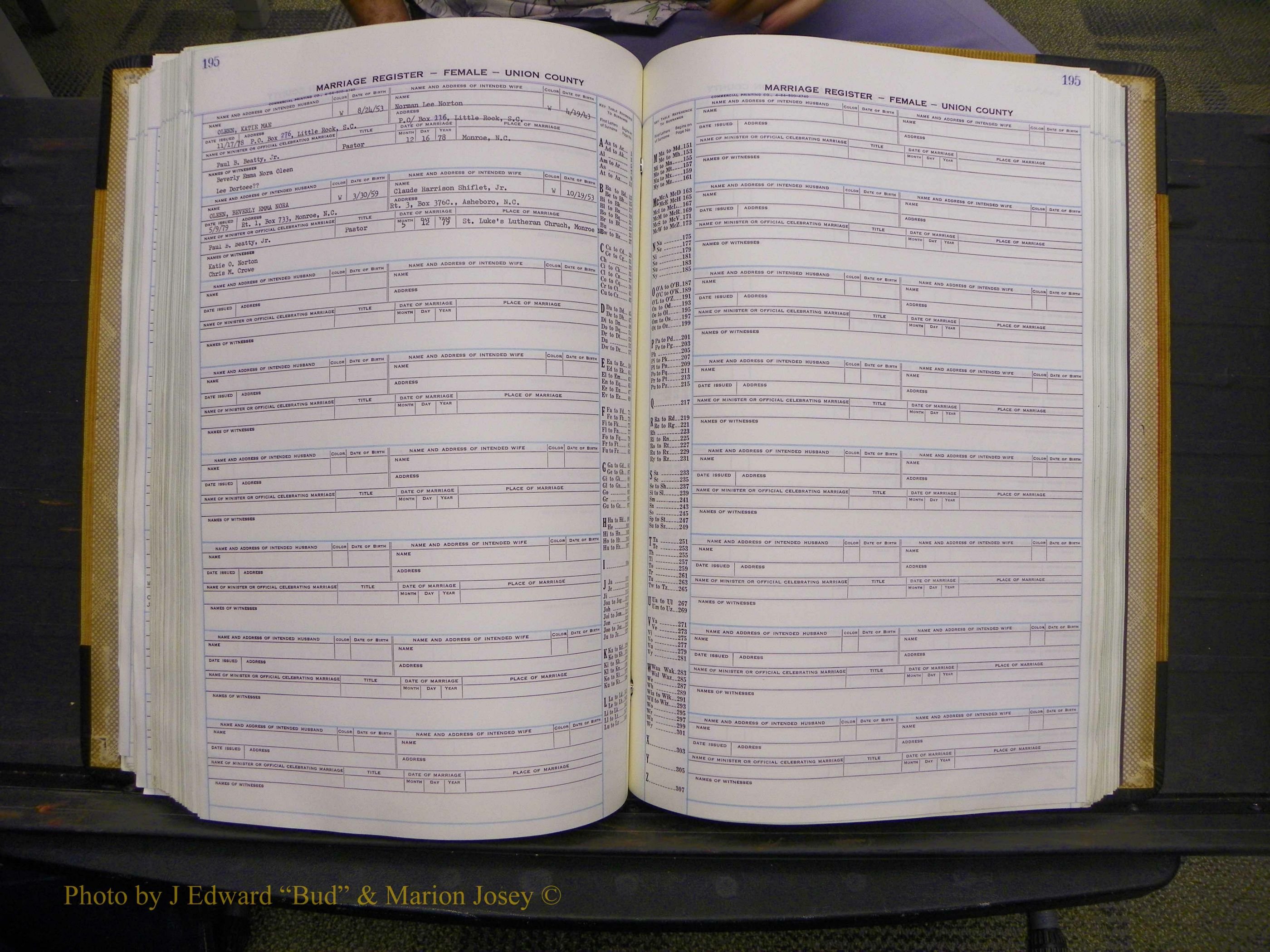 Union Co, NC Marriages Female Index, A-Z, 1966-1979 (218).JPG