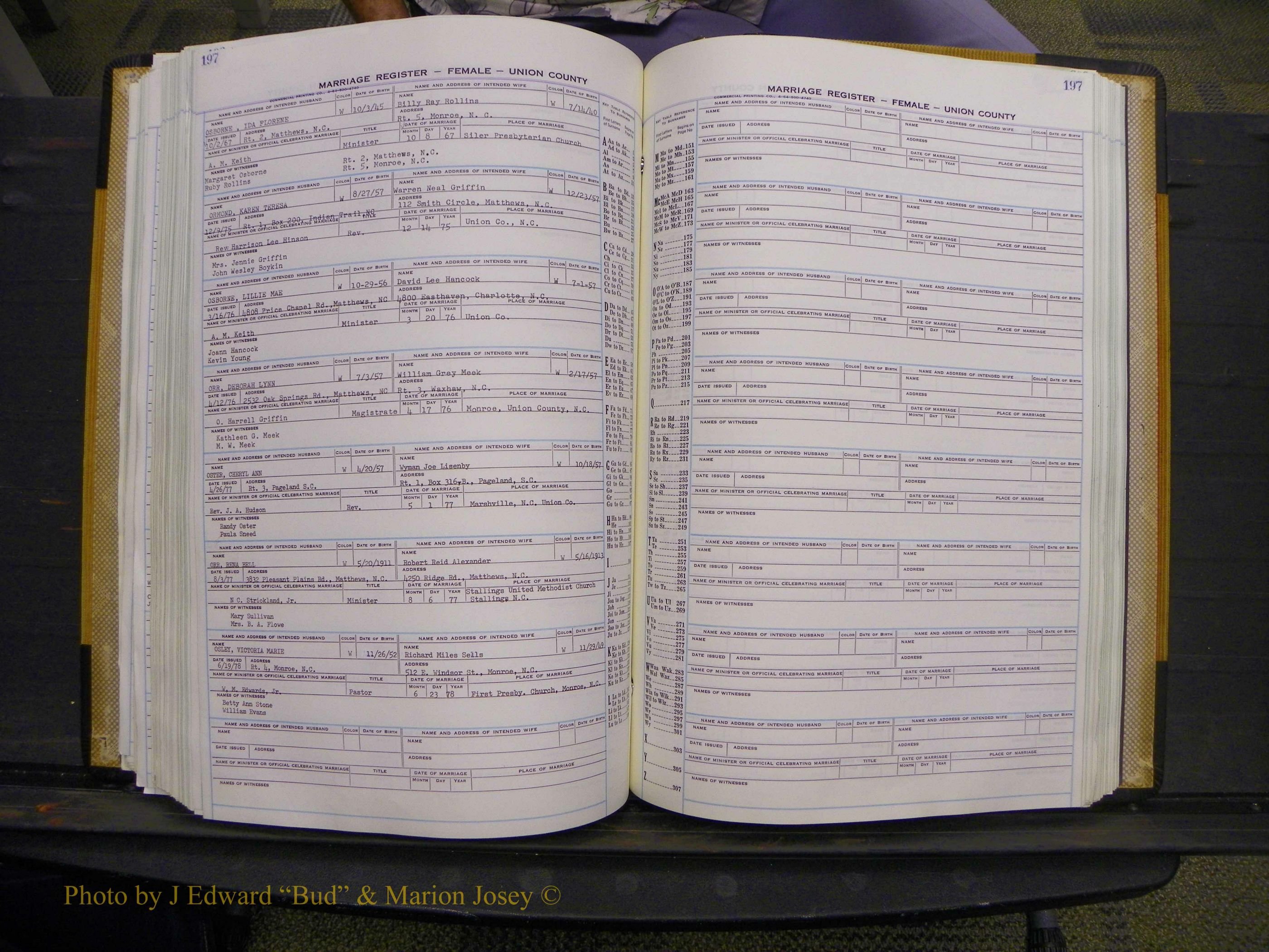 Union Co, NC Marriages Female Index, A-Z, 1966-1979 (219).JPG