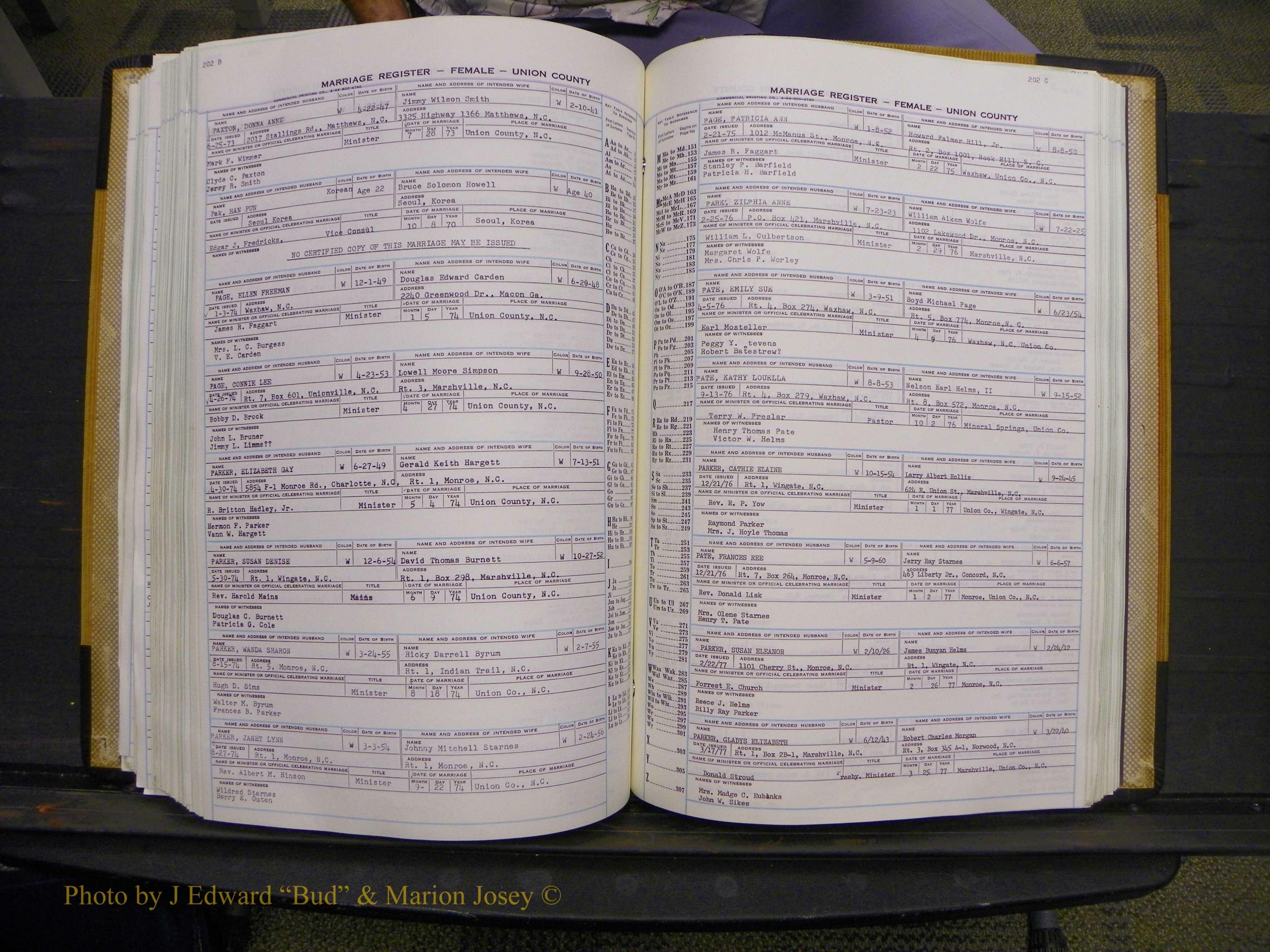 Union Co, NC Marriages Female Index, A-Z, 1966-1979 (224).JPG