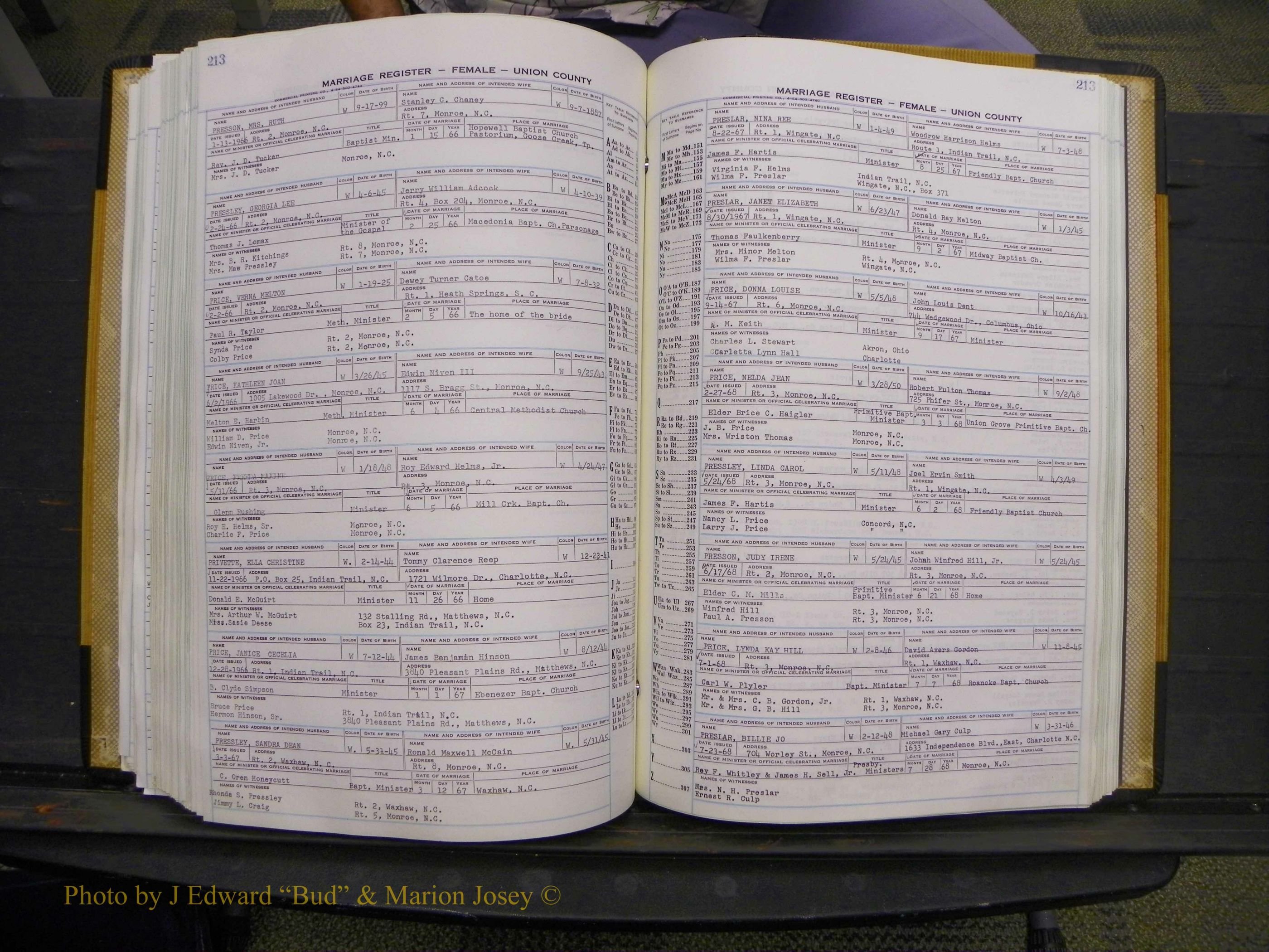 Union Co, NC Marriages Female Index, A-Z, 1966-1979 (232).JPG