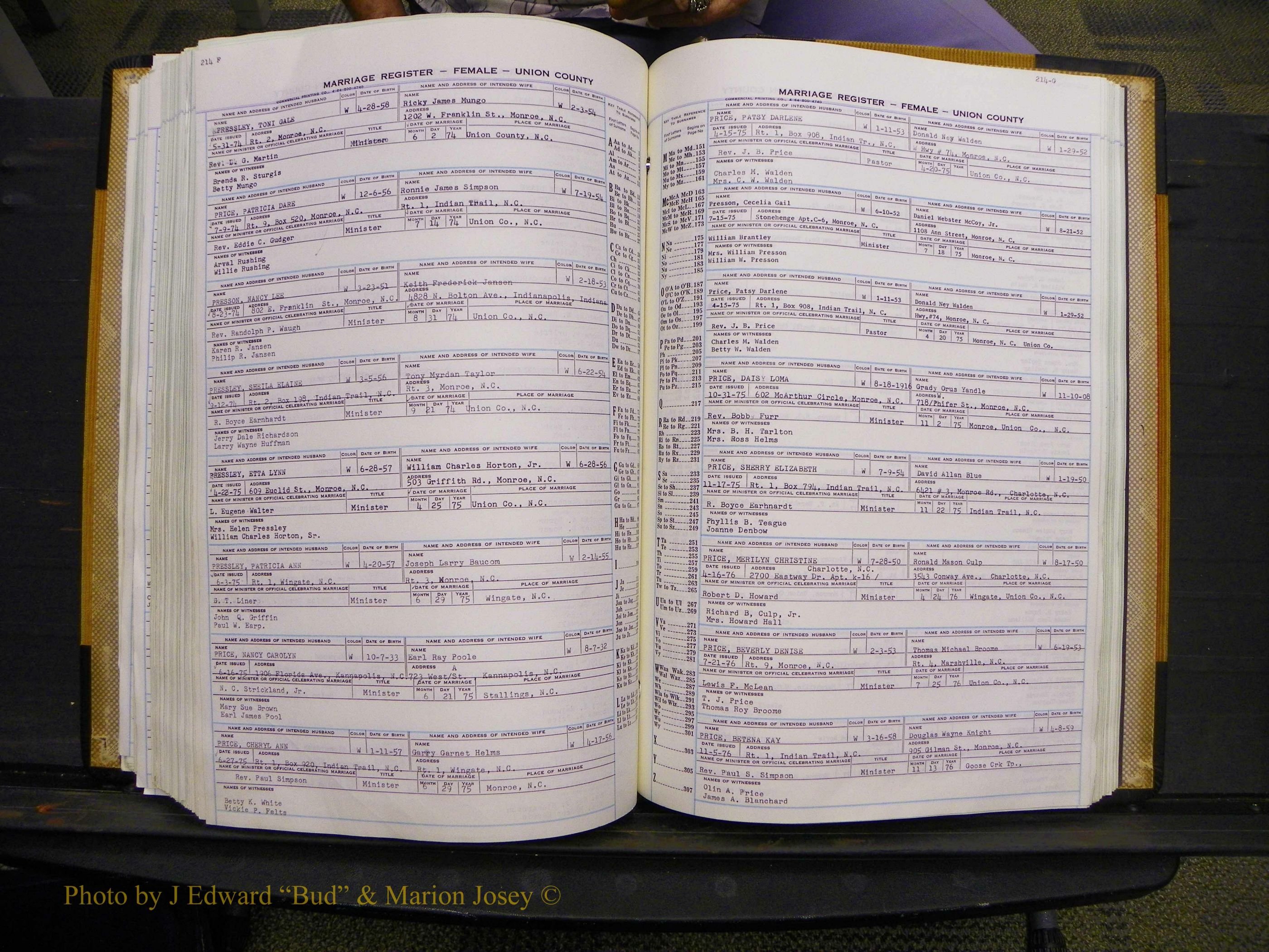 Union Co, NC Marriages Female Index, A-Z, 1966-1979 (236).JPG