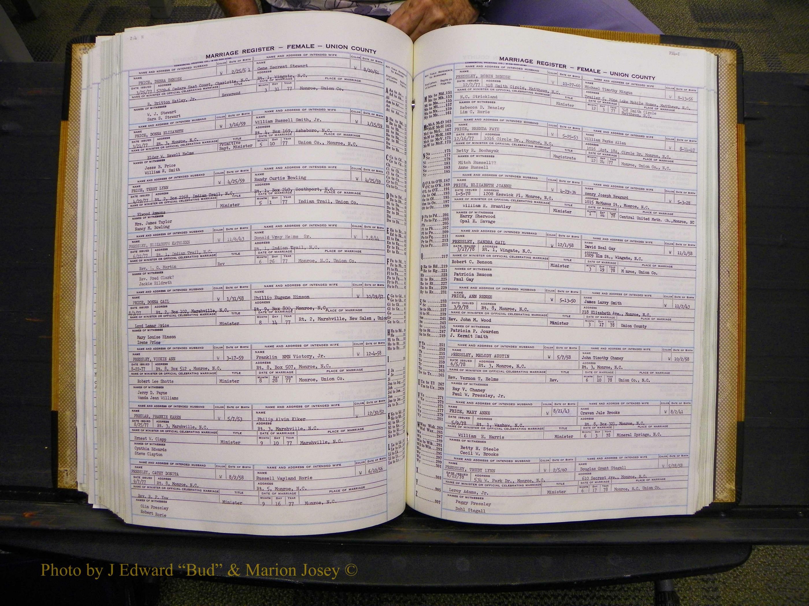 Union Co, NC Marriages Female Index, A-Z, 1966-1979 (237).JPG