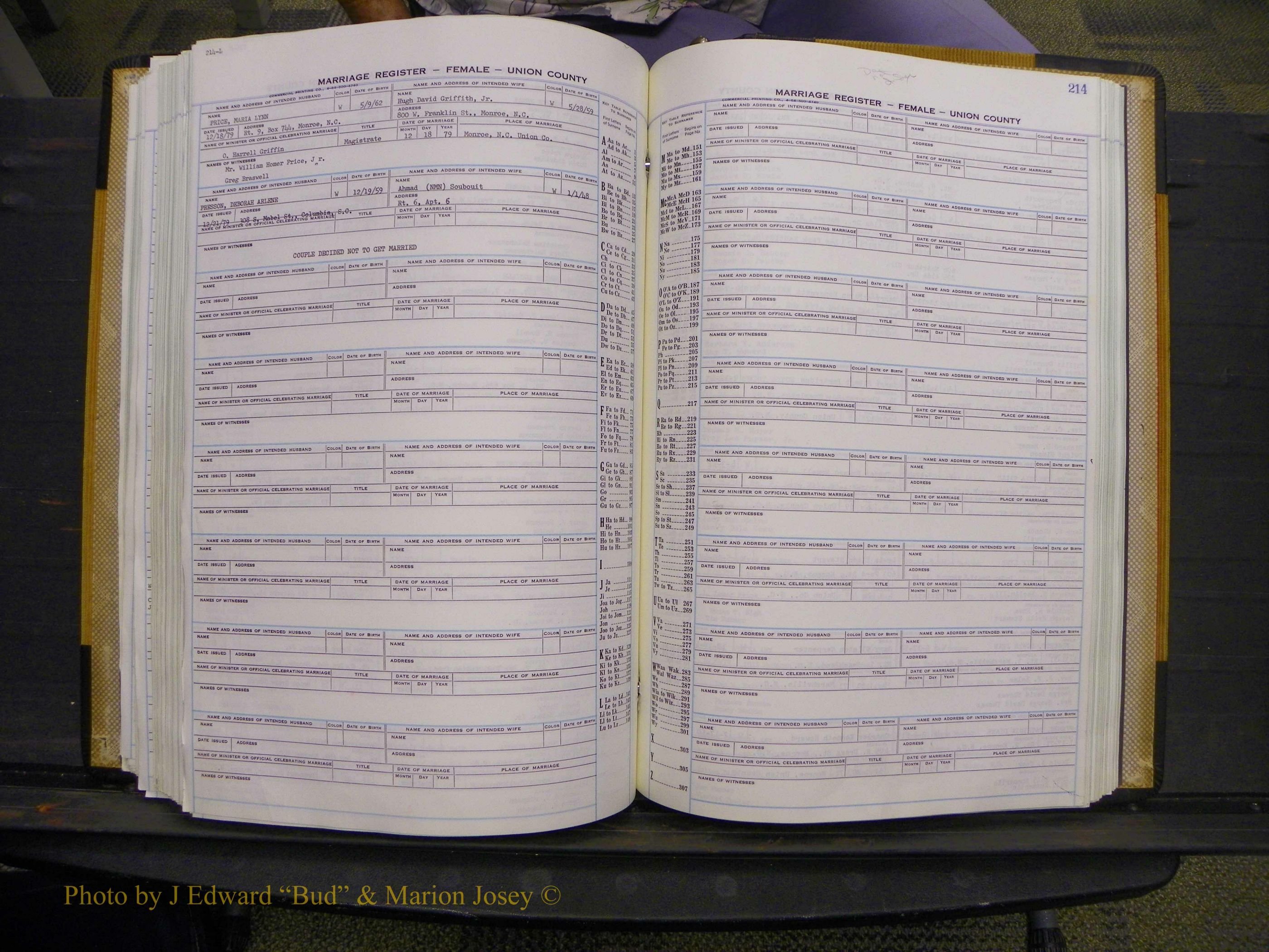 Union Co, NC Marriages Female Index, A-Z, 1966-1979 (239).JPG