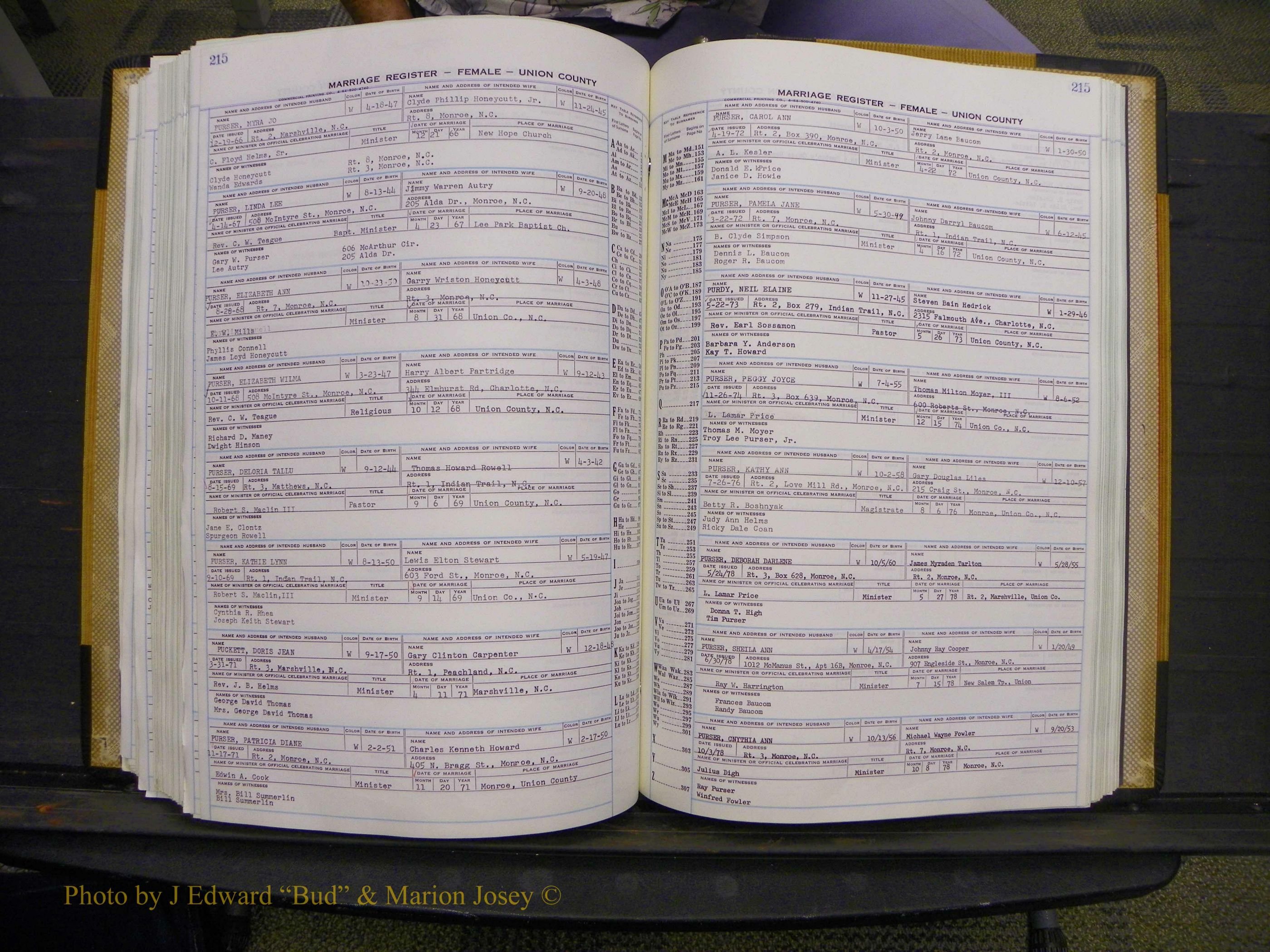 Union Co, NC Marriages Female Index, A-Z, 1966-1979 (240).JPG