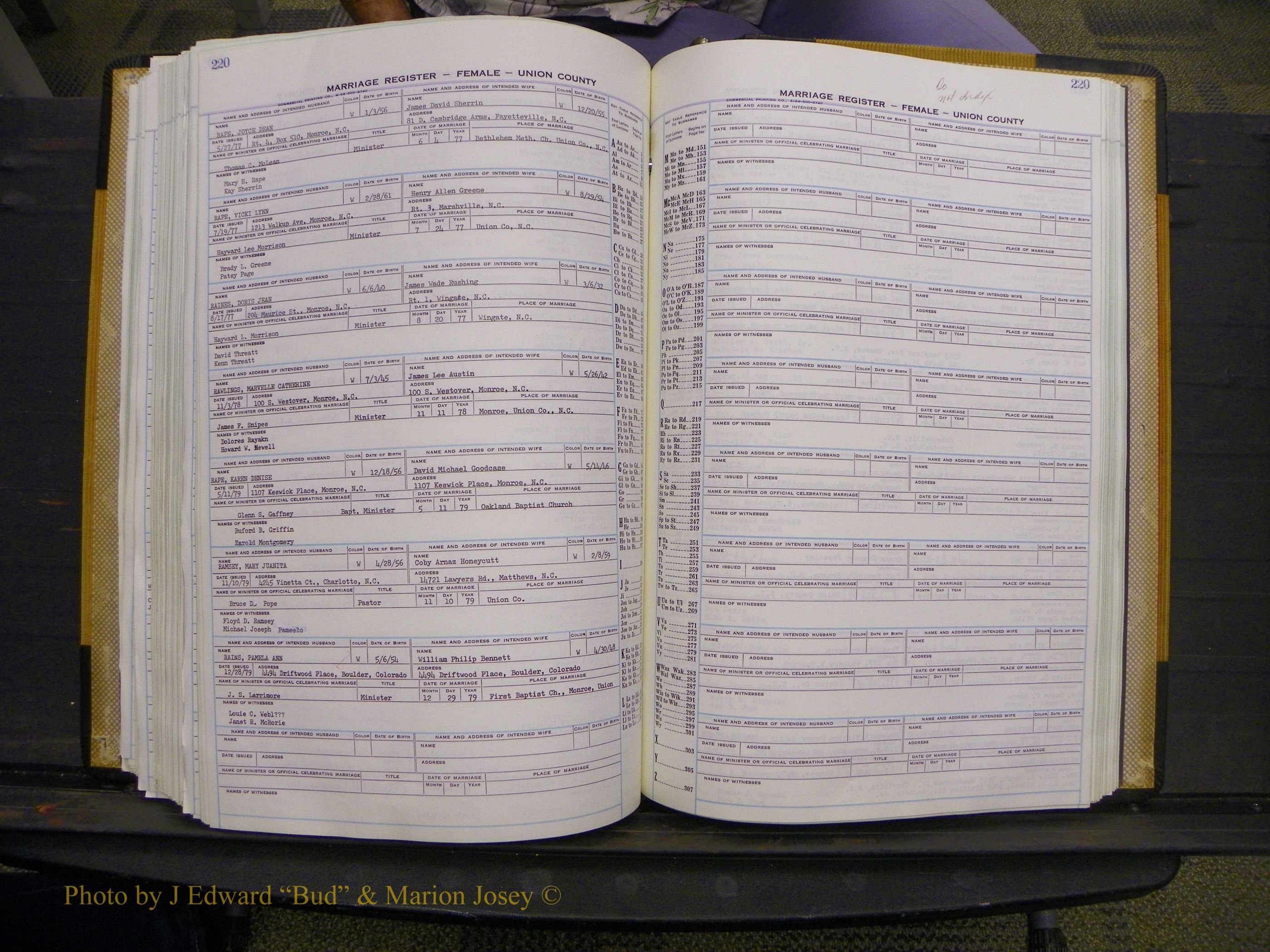 Union Co, NC Marriages Female Index, A-Z, 1966-1979 (244).JPG