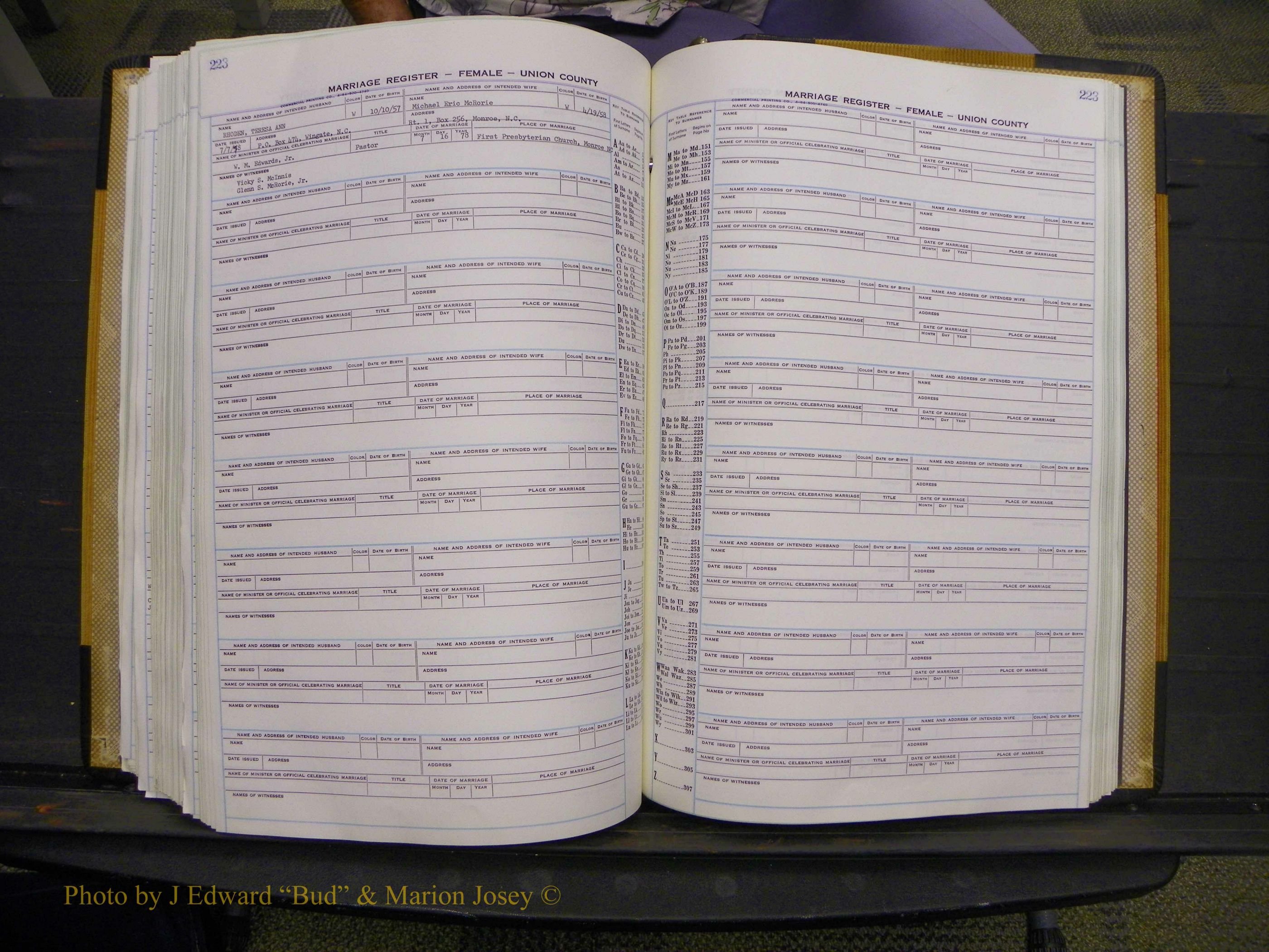 Union Co, NC Marriages Female Index, A-Z, 1966-1979 (247).JPG