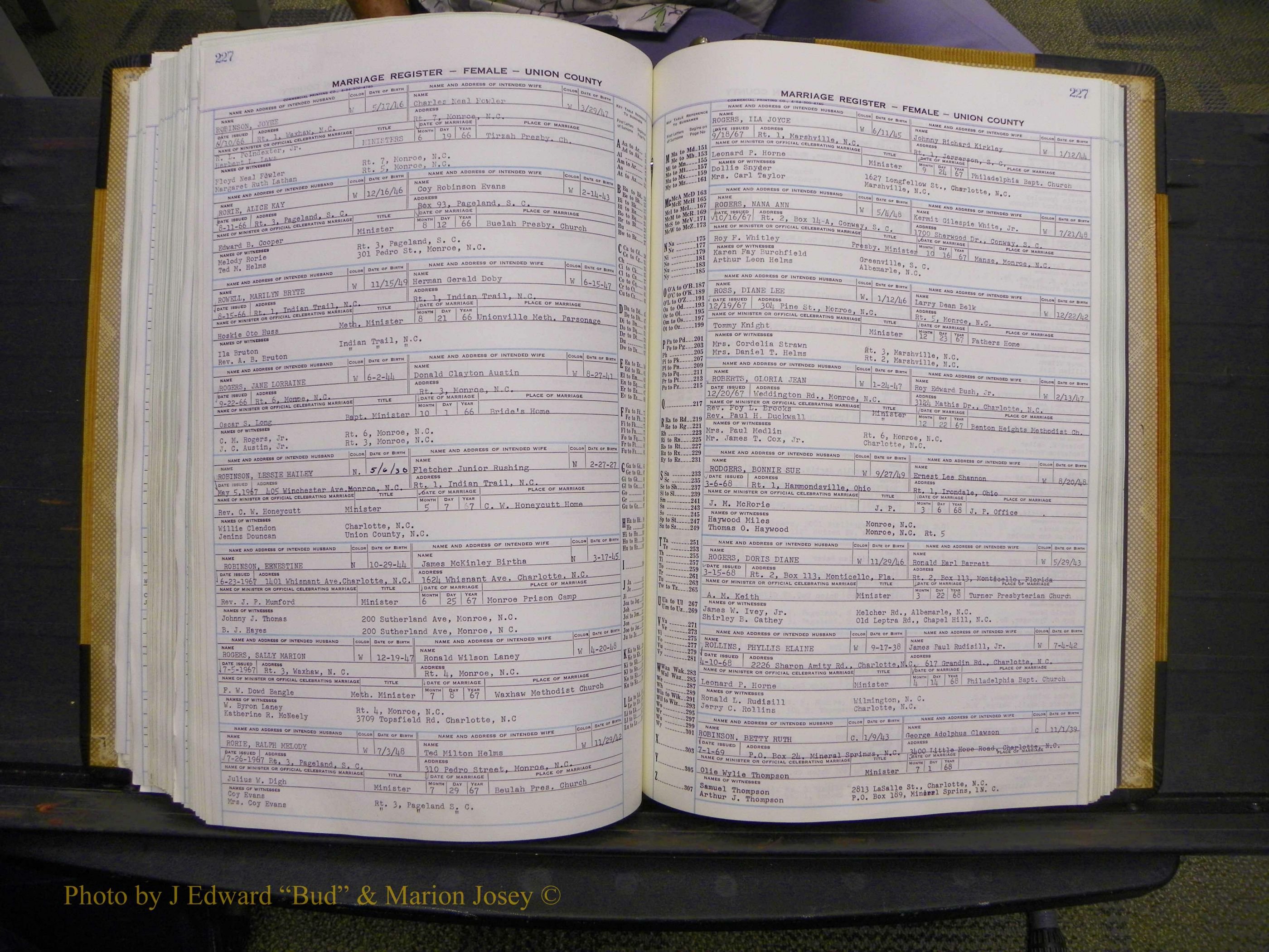 Union Co, NC Marriages Female Index, A-Z, 1966-1979 (251).JPG