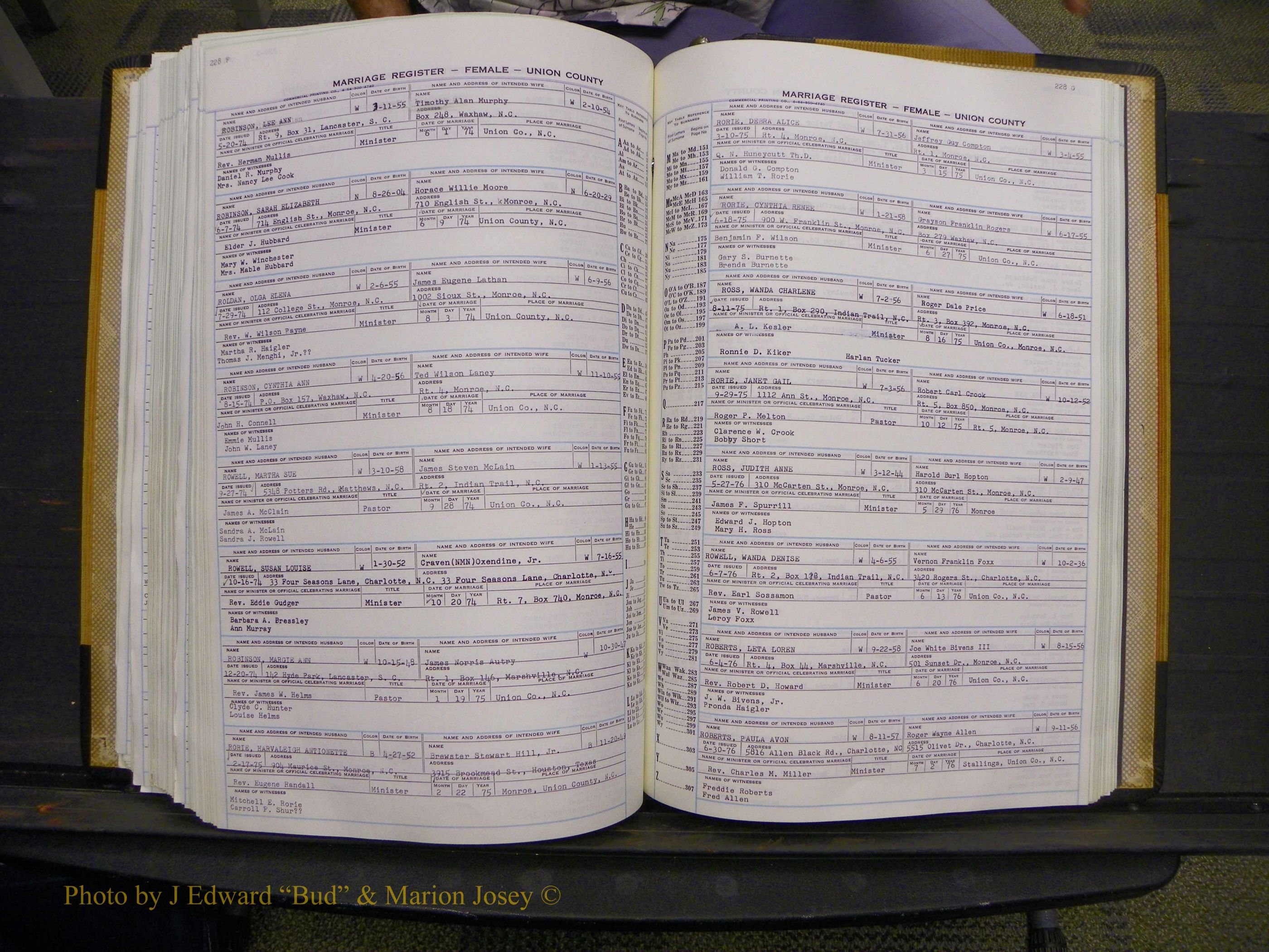 Union Co, NC Marriages Female Index, A-Z, 1966-1979 (255).JPG