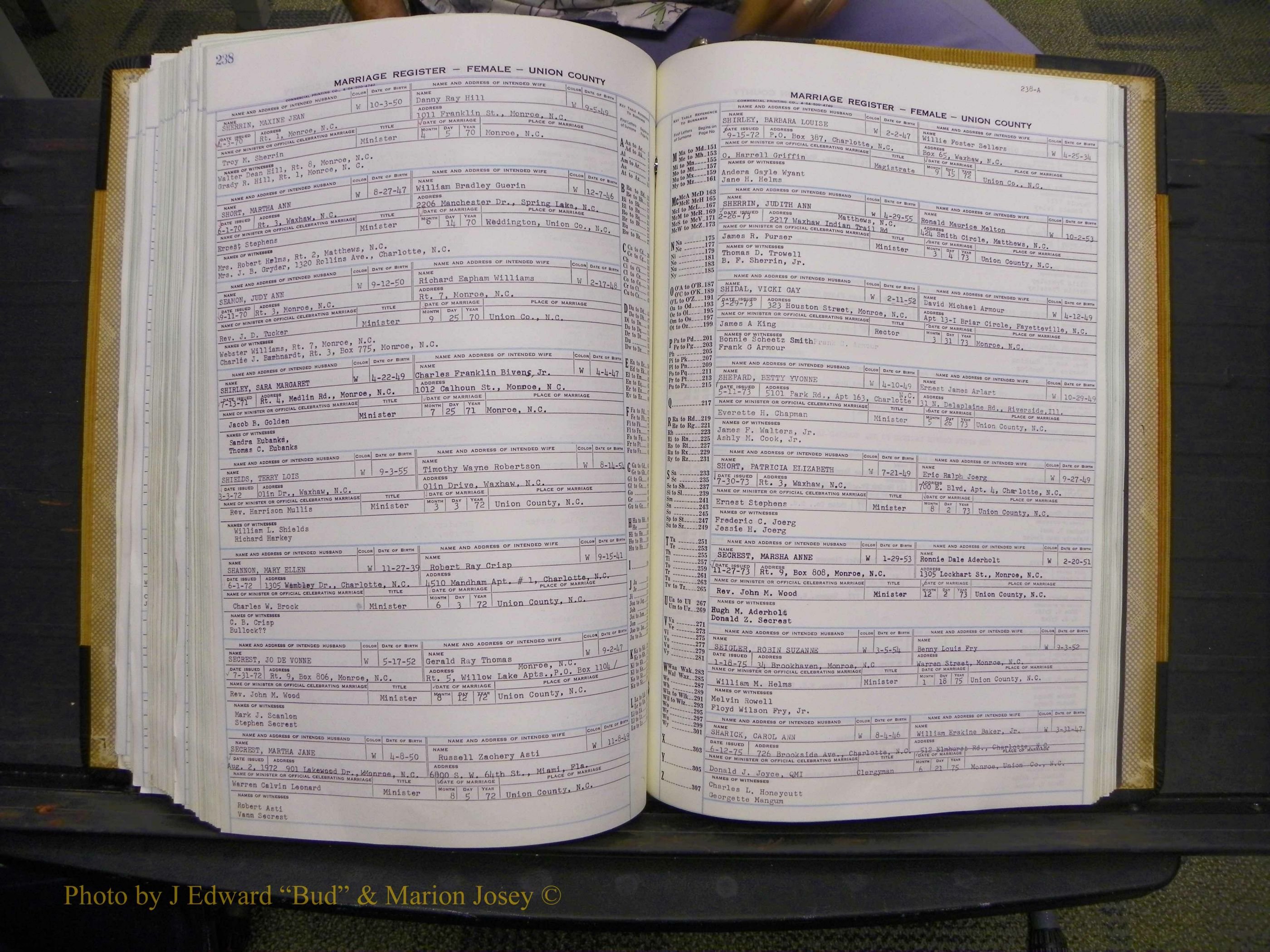 Union Co, NC Marriages Female Index, A-Z, 1966-1979 (263).JPG