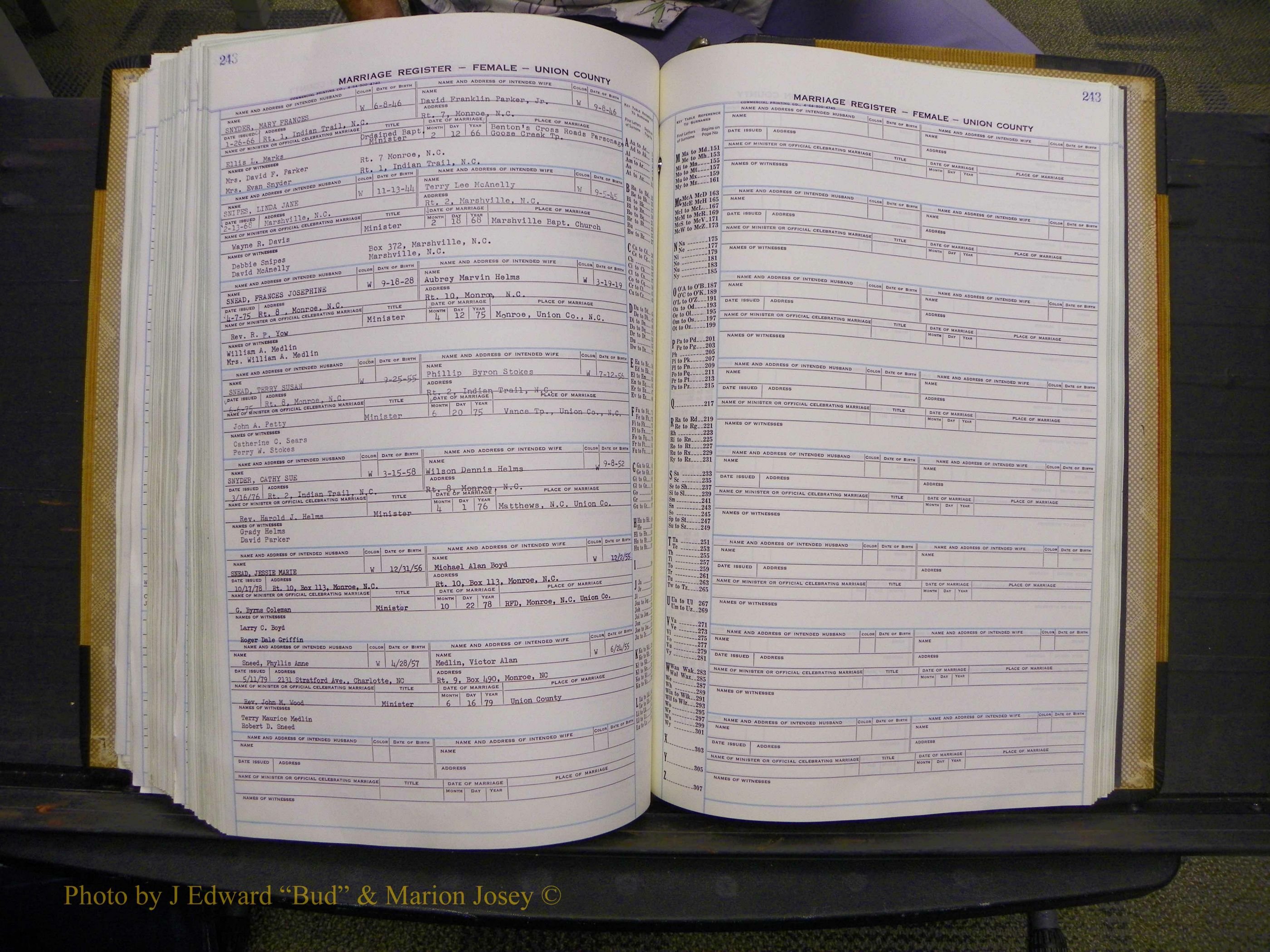 Union Co, NC Marriages Female Index, A-Z, 1966-1979 (276).JPG