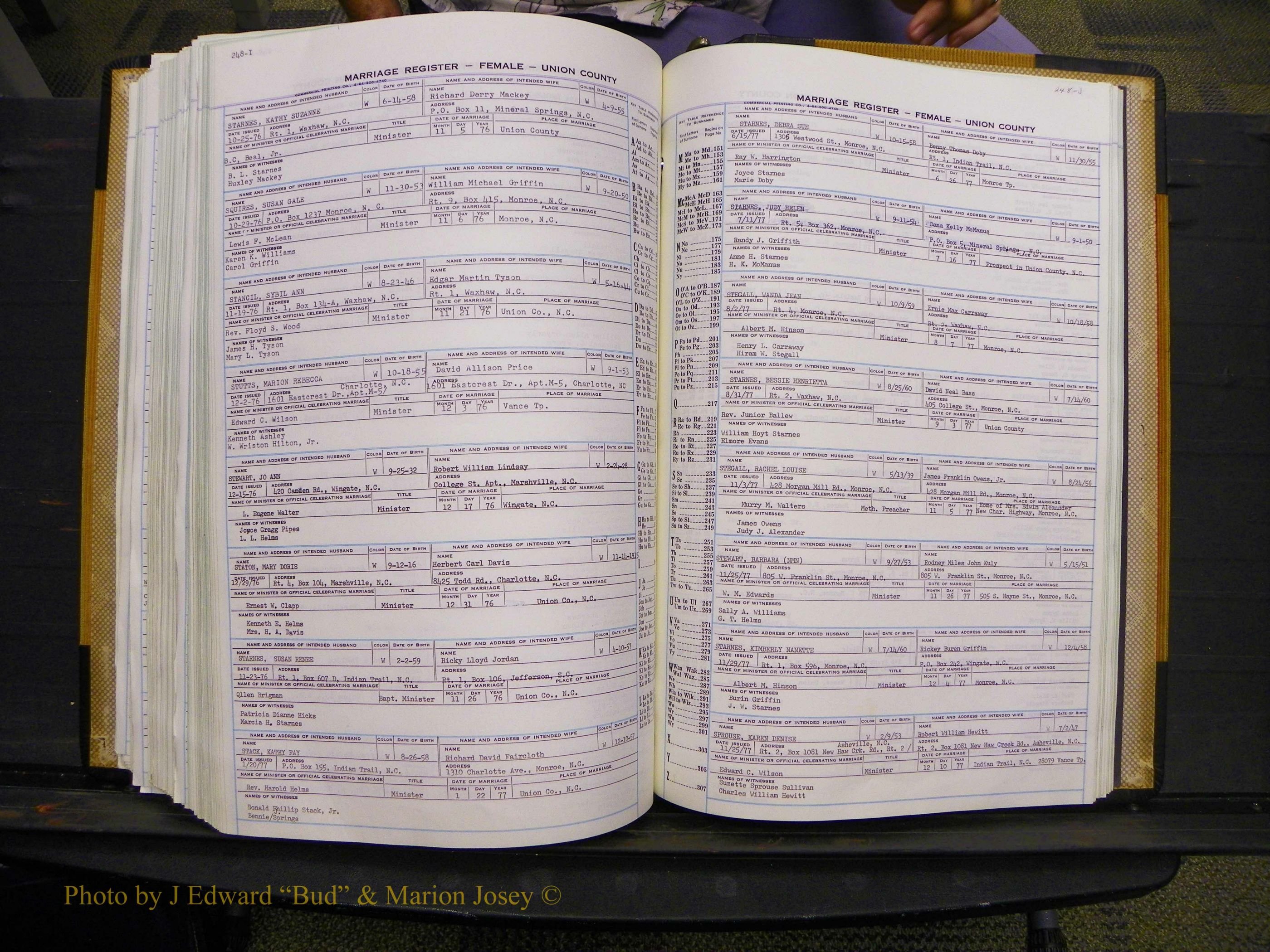 Union Co, NC Marriages Female Index, A-Z, 1966-1979 (284).JPG