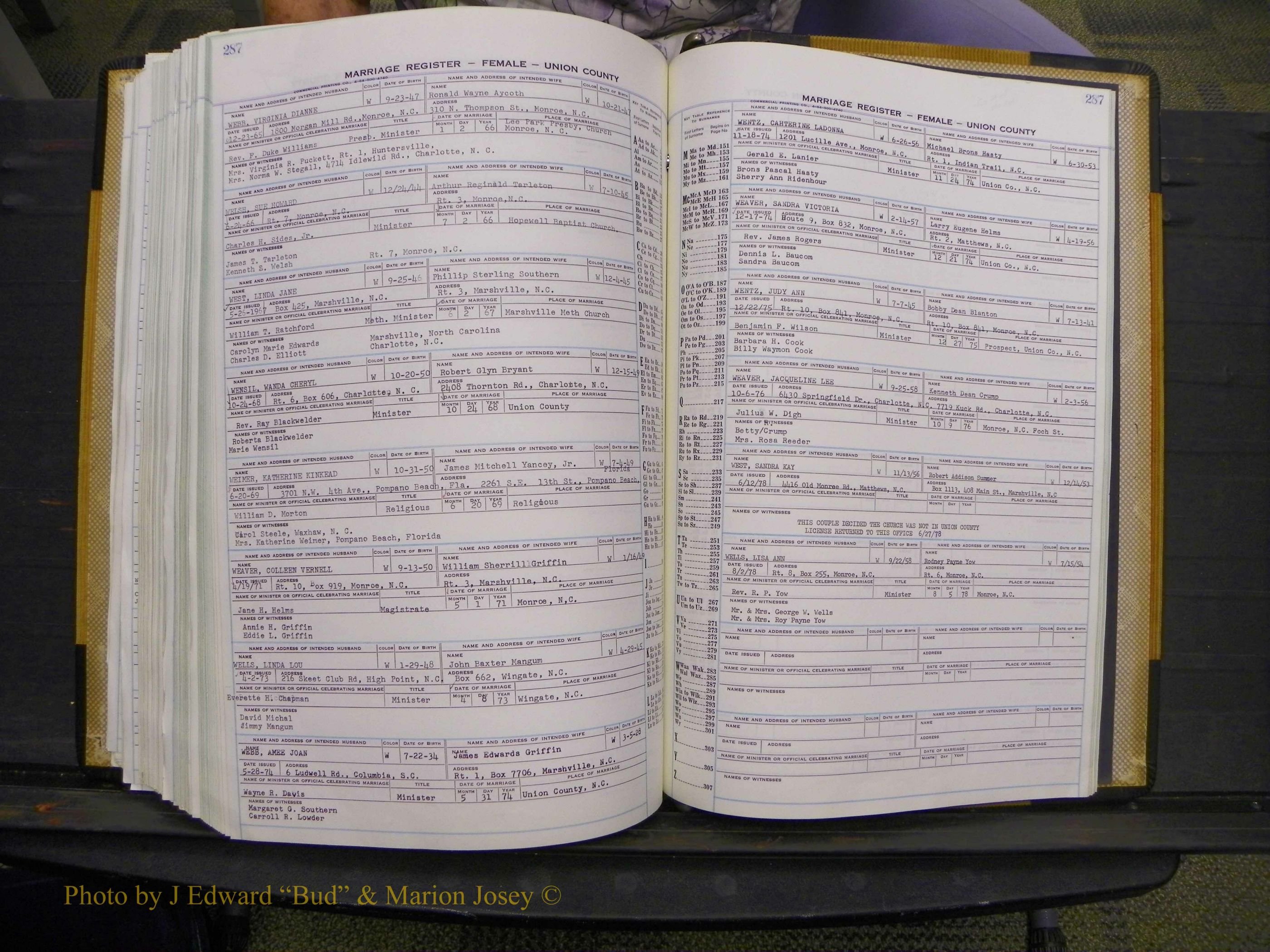 Union Co, NC Marriages Female Index, A-Z, 1966-1979 (315).JPG