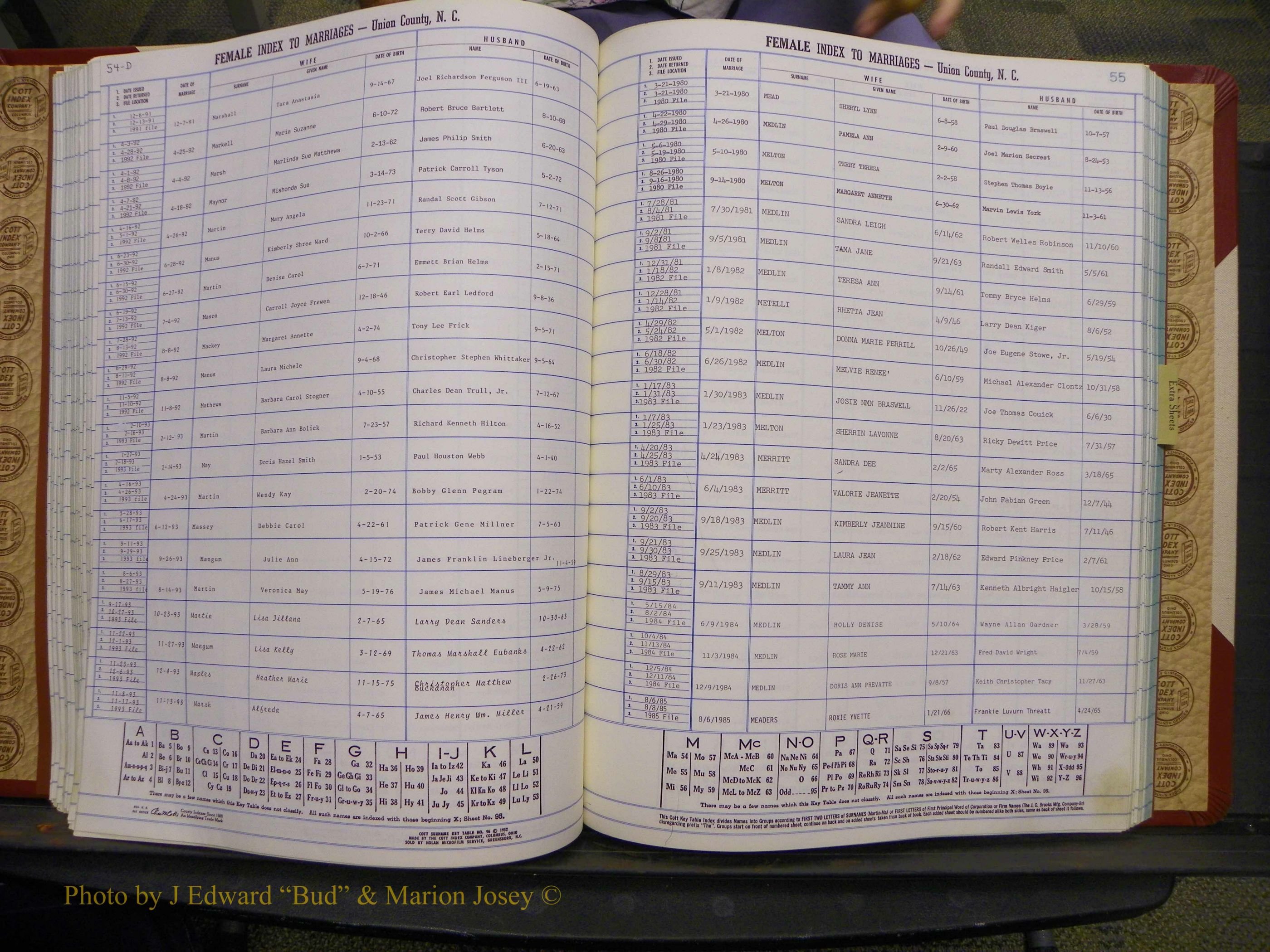 Union Co, NC Marriages Female Index, A-Z, 1980-1993 (120).JPG