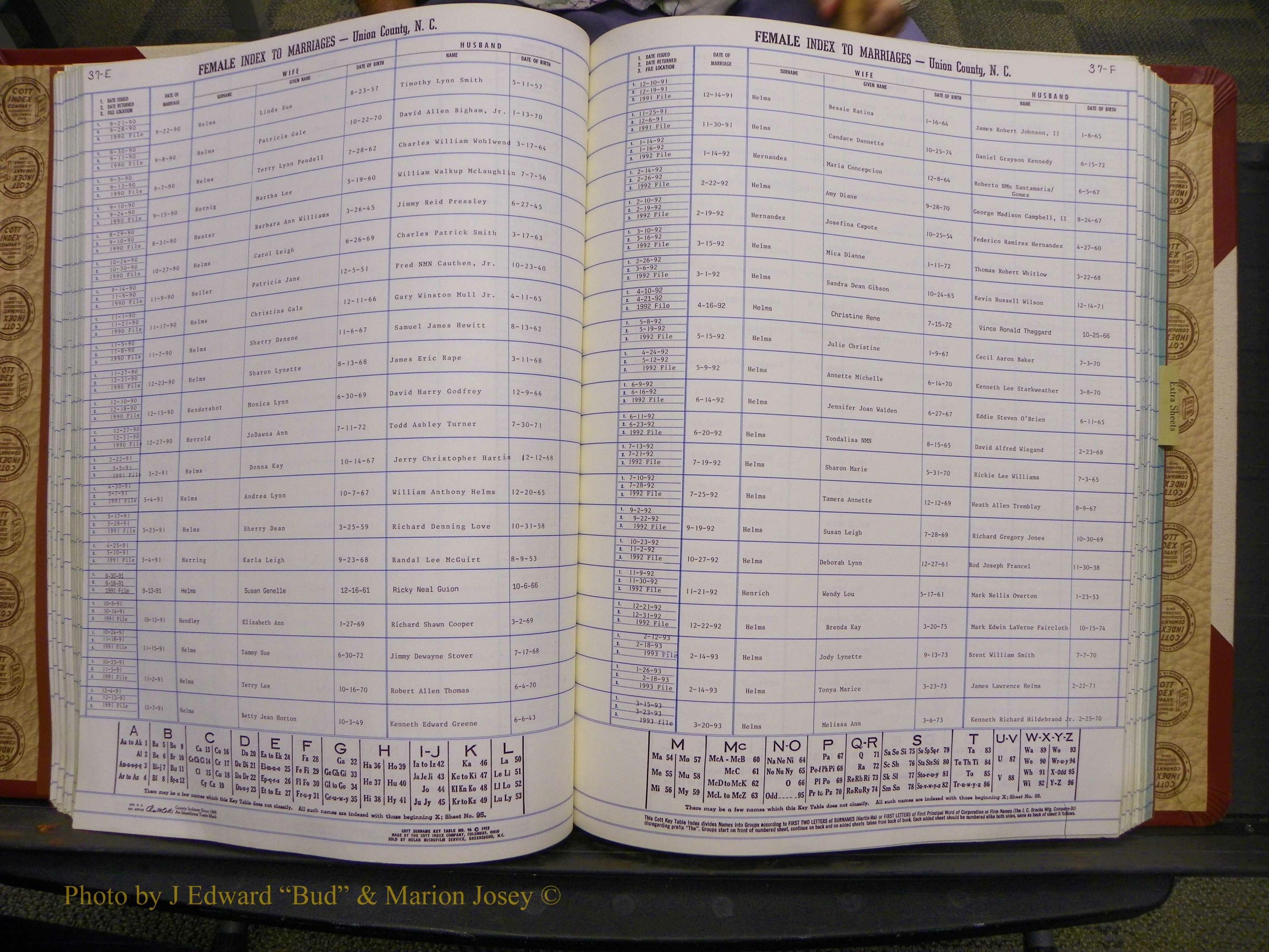 Union Co, NC Marriages Female Index, A-Z, 1980-1993 (85).JPG