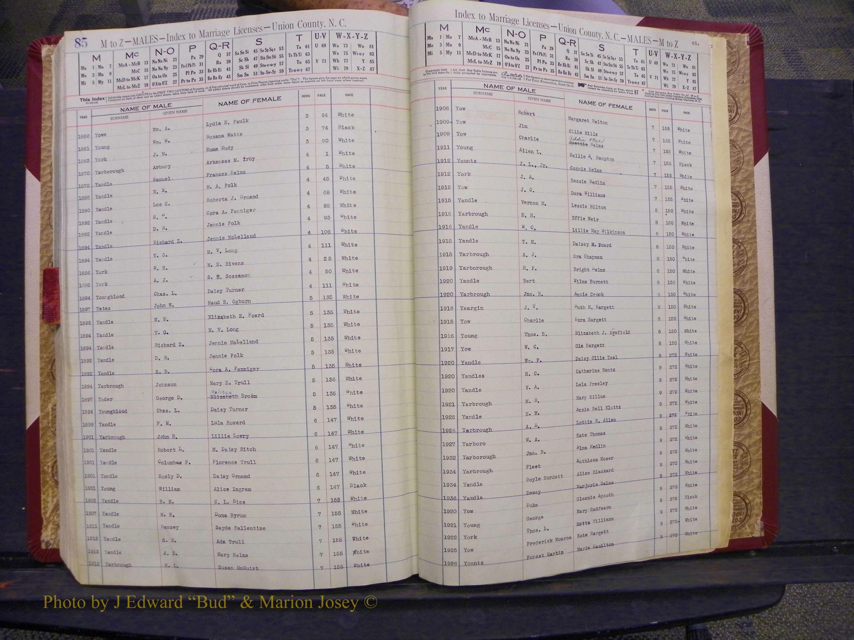 Union Co, NC Marriages Male Index, A-Z, 1842-1936 (251).JPG