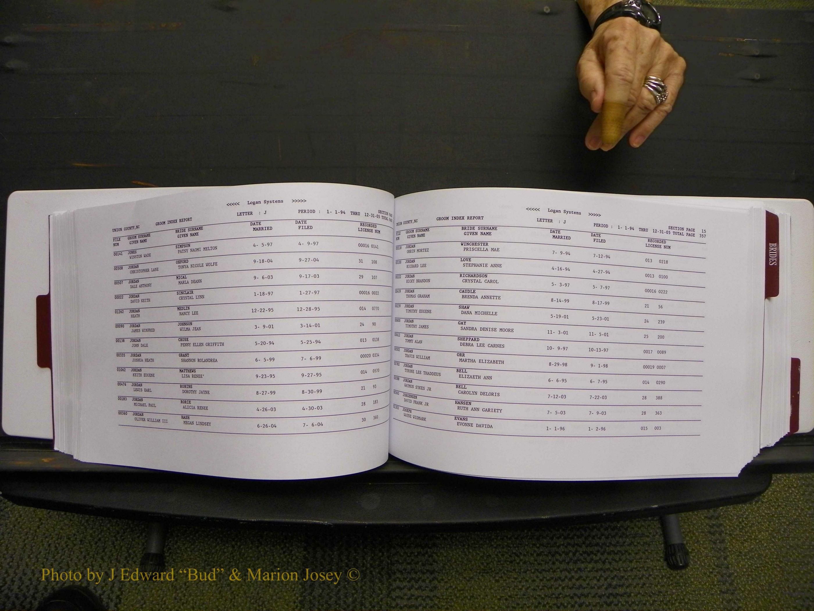 Union Co, NC Marriages Male & Female Index, 1993-2005 (183).JPG