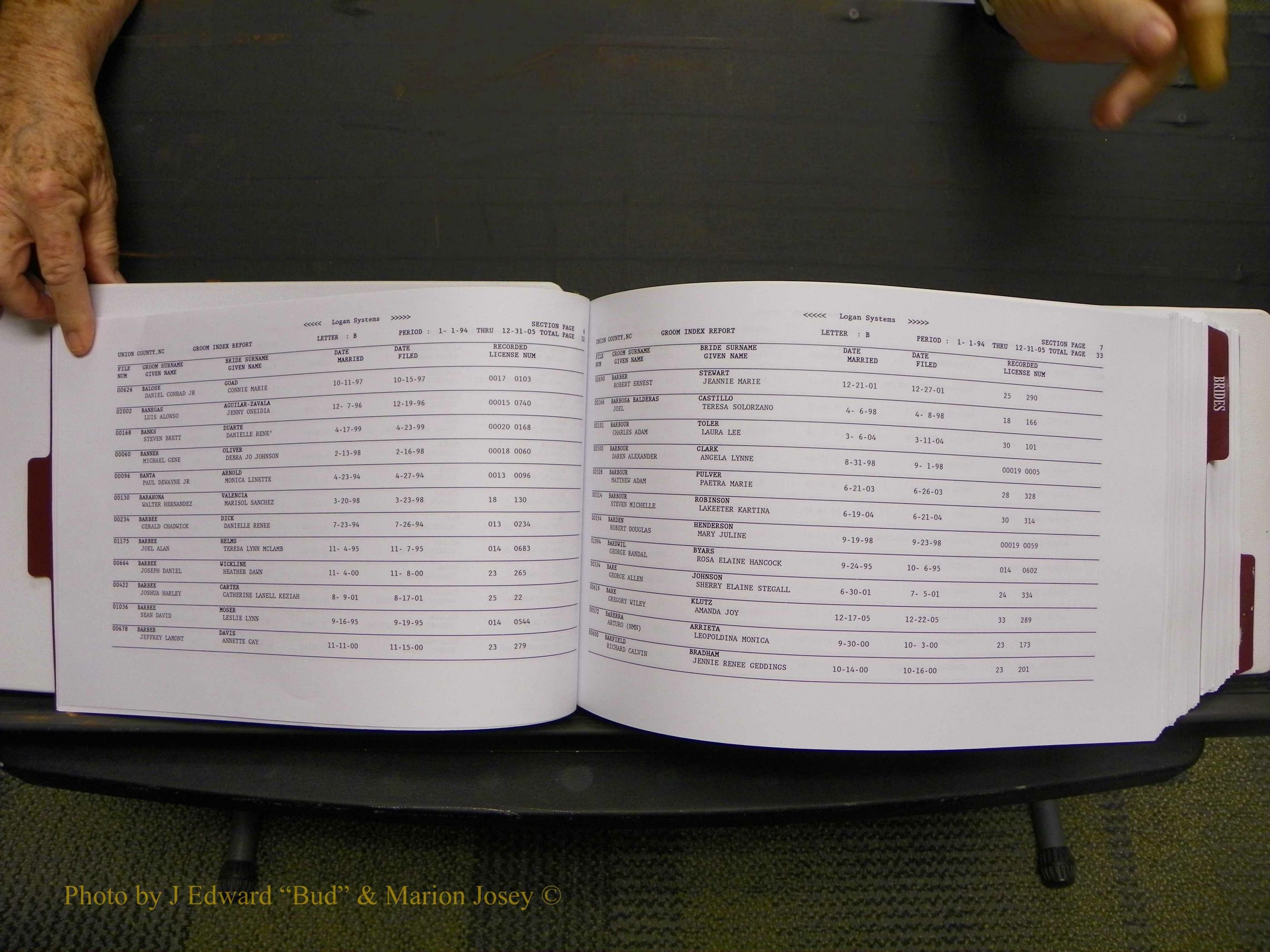 Union Co, NC Marriages Male & Female Index, 1993-2005 (19).JPG