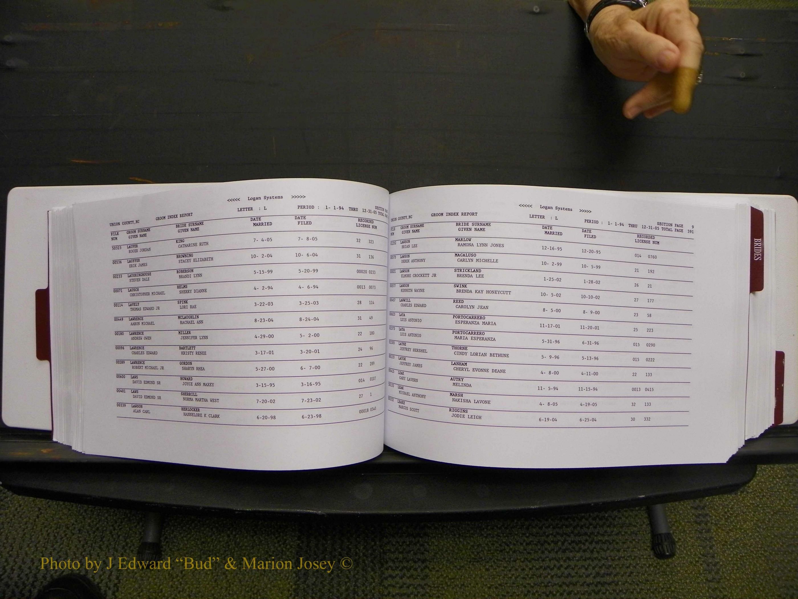 Union Co, NC Marriages Male & Female Index, 1993-2005 (200).JPG
