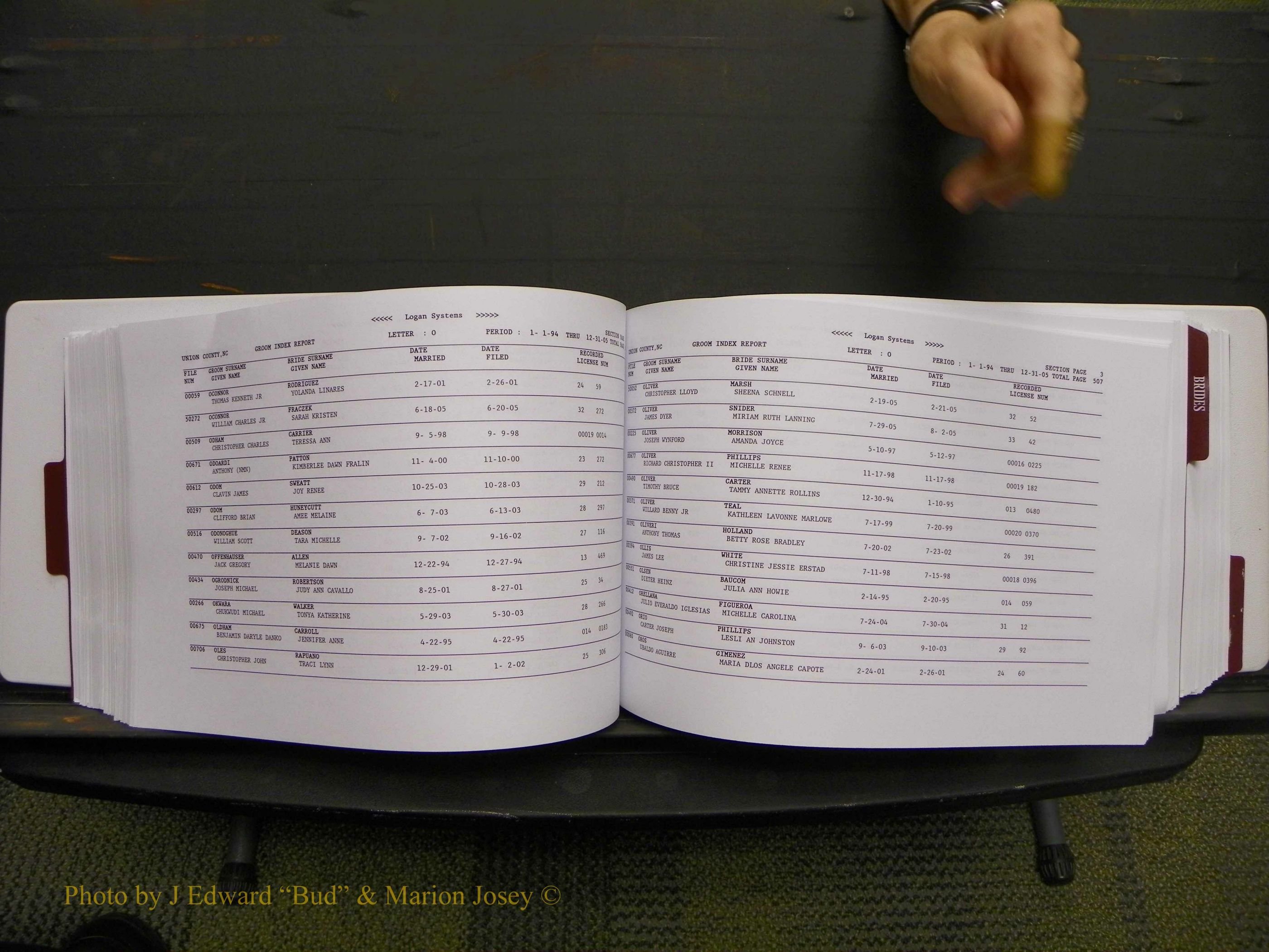 Union Co, NC Marriages Male & Female Index, 1993-2005 (258).JPG