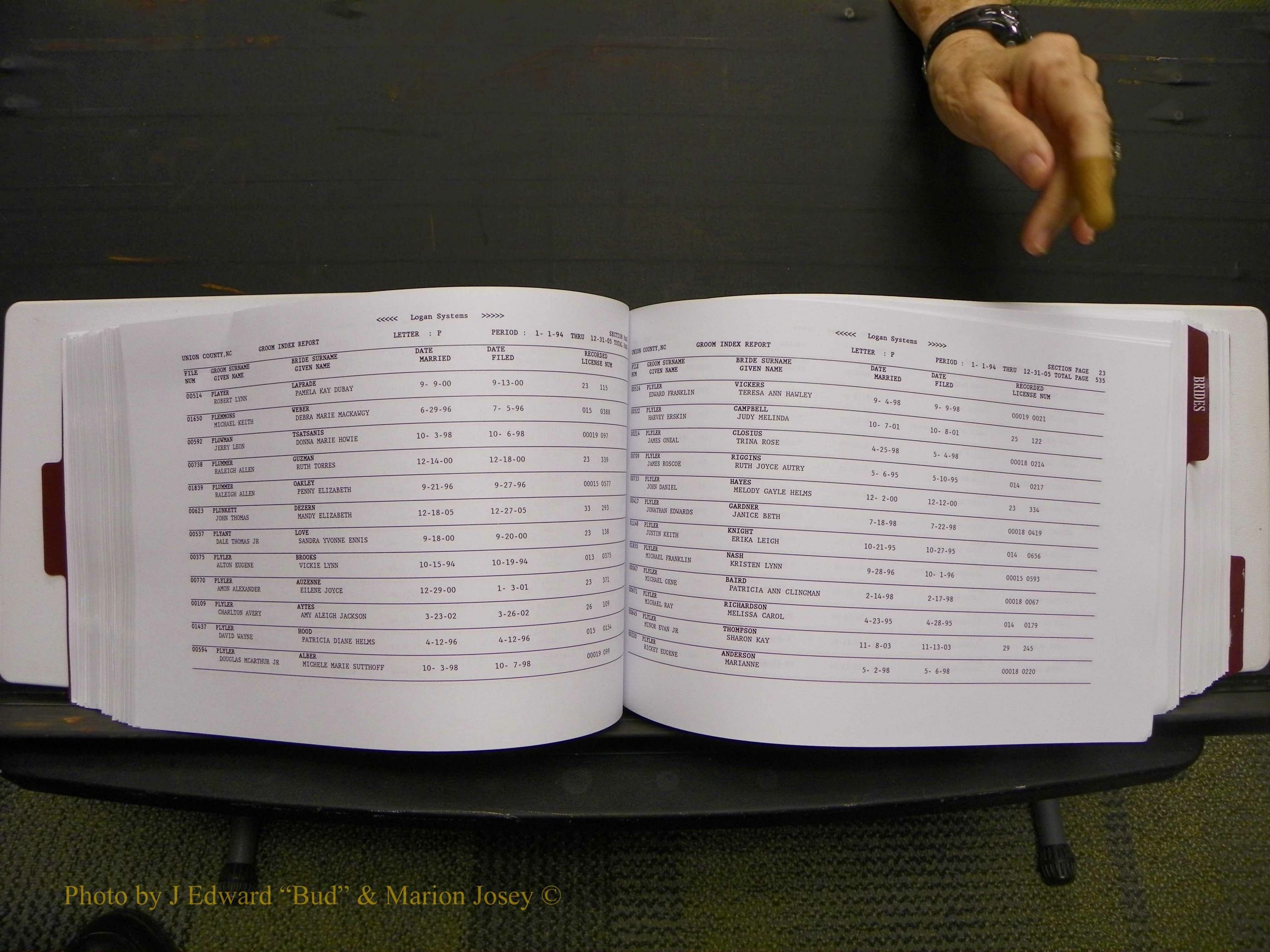 Union Co, NC Marriages Male & Female Index, 1993-2005 (272).JPG