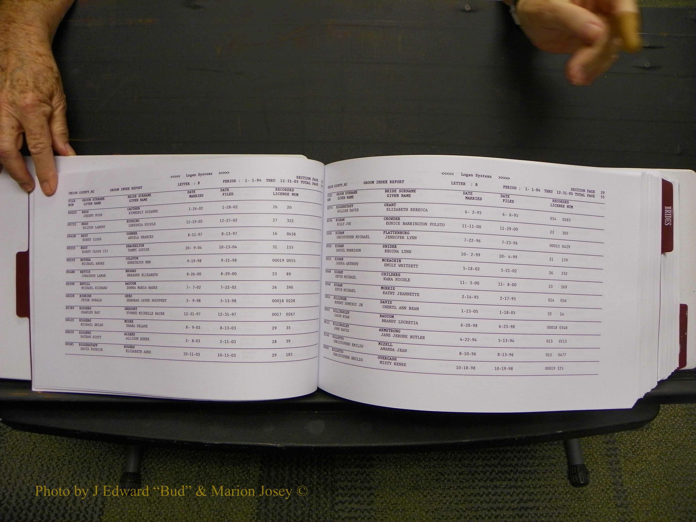 Union Co, NC Marriages Male & Female Index, 1993-2005 (29).JPG