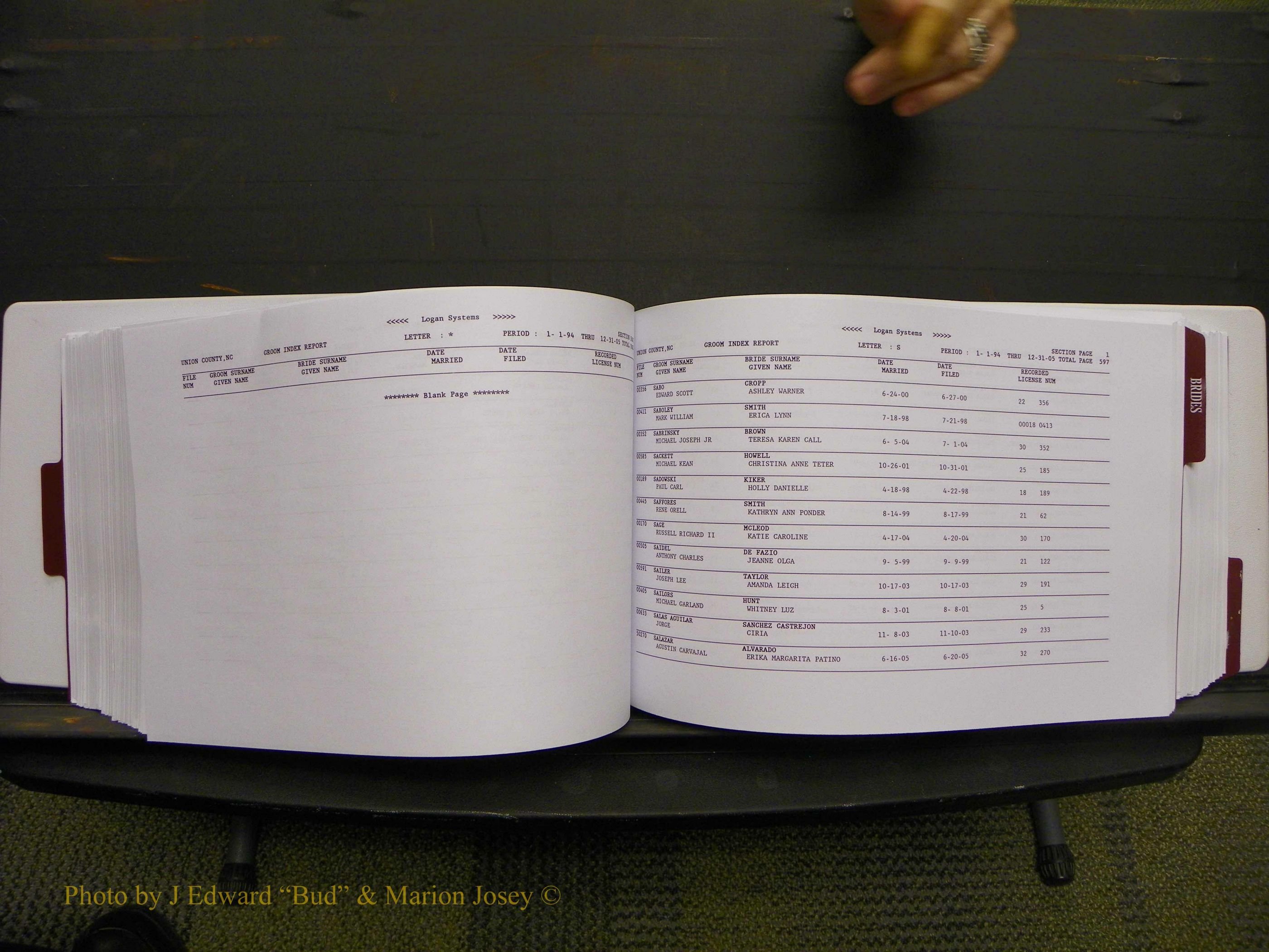 Union Co, NC Marriages Male & Female Index, 1993-2005 (303).JPG