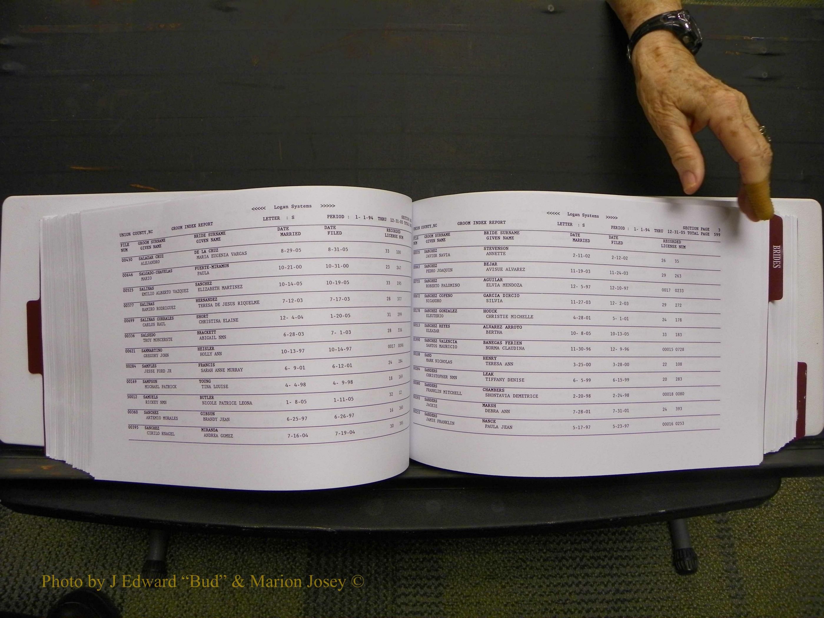 Union Co, NC Marriages Male & Female Index, 1993-2005 (304).JPG