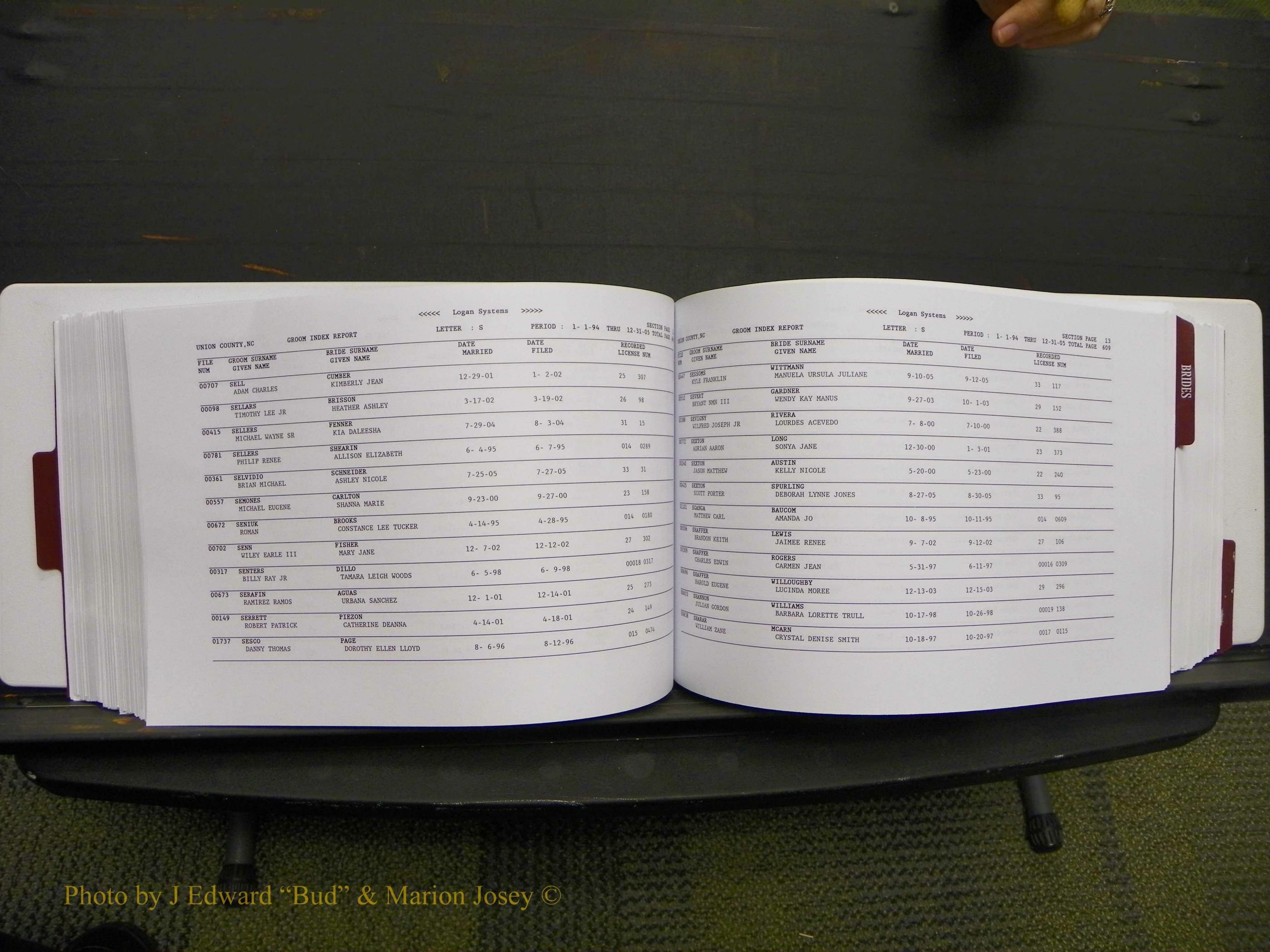 Union Co, NC Marriages Male & Female Index, 1993-2005 (310).JPG