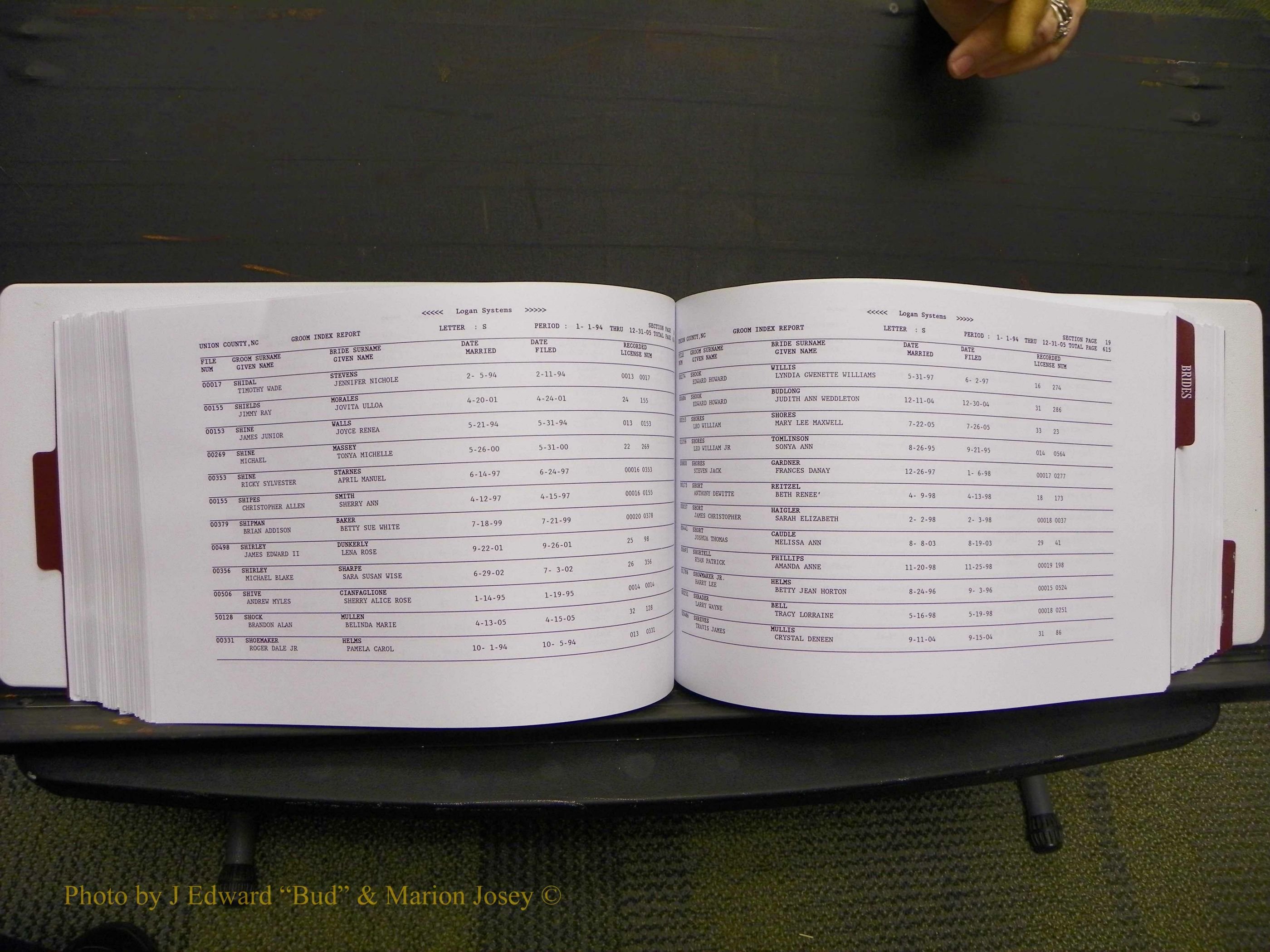 Union Co, NC Marriages Male & Female Index, 1993-2005 (313).JPG
