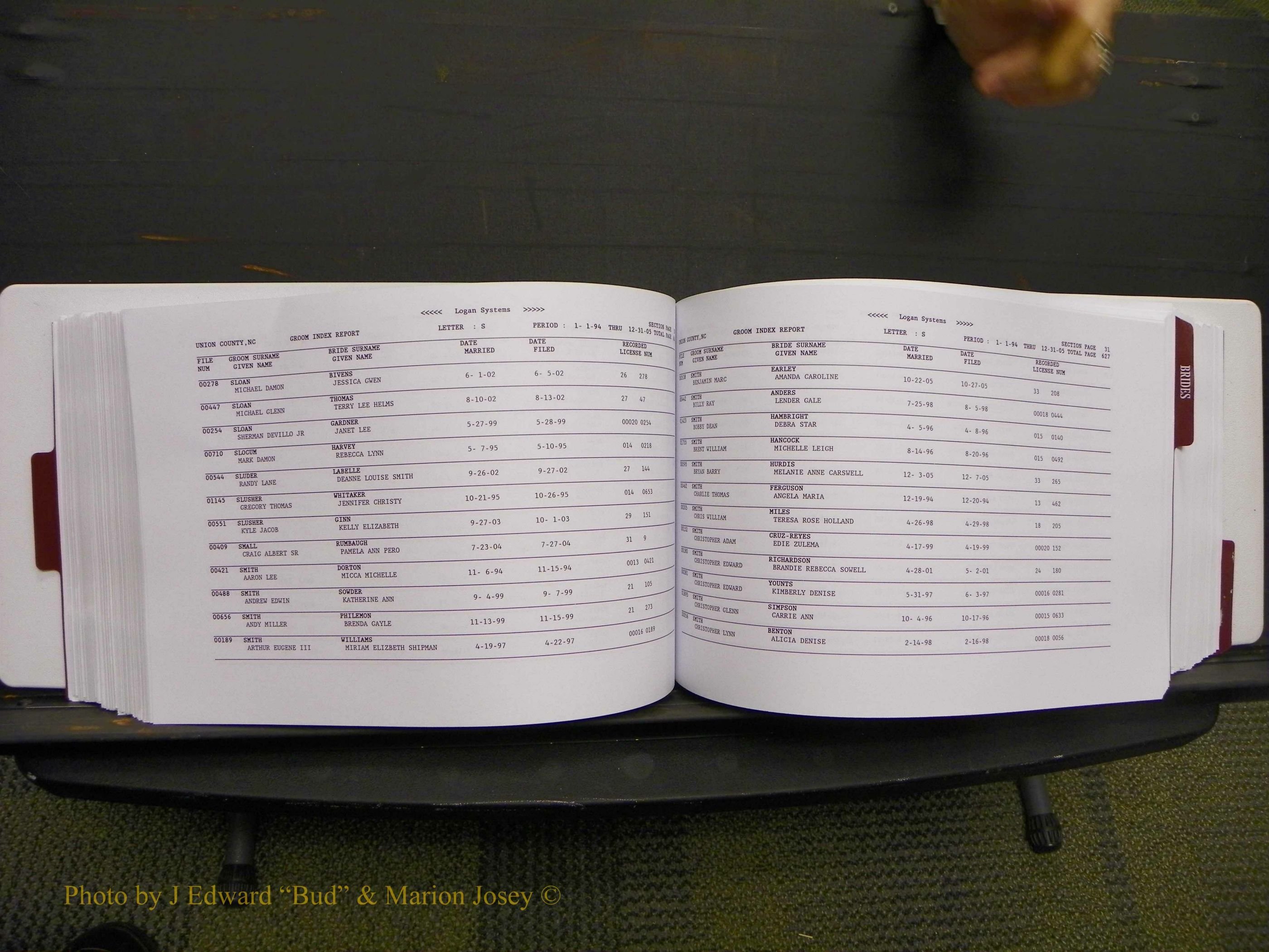 Union Co, NC Marriages Male & Female Index, 1993-2005 (319).JPG