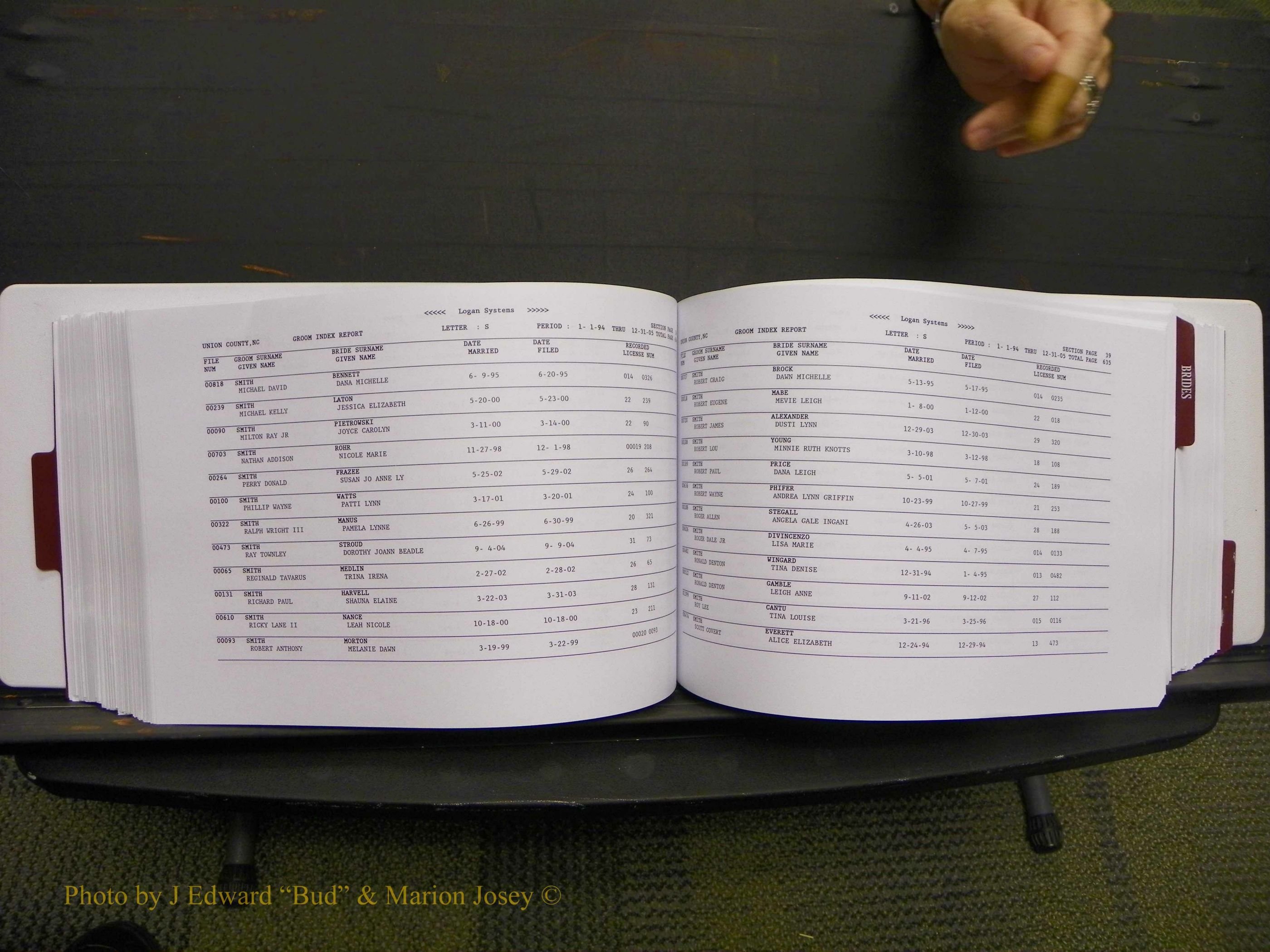 Union Co, NC Marriages Male & Female Index, 1993-2005 (323).JPG