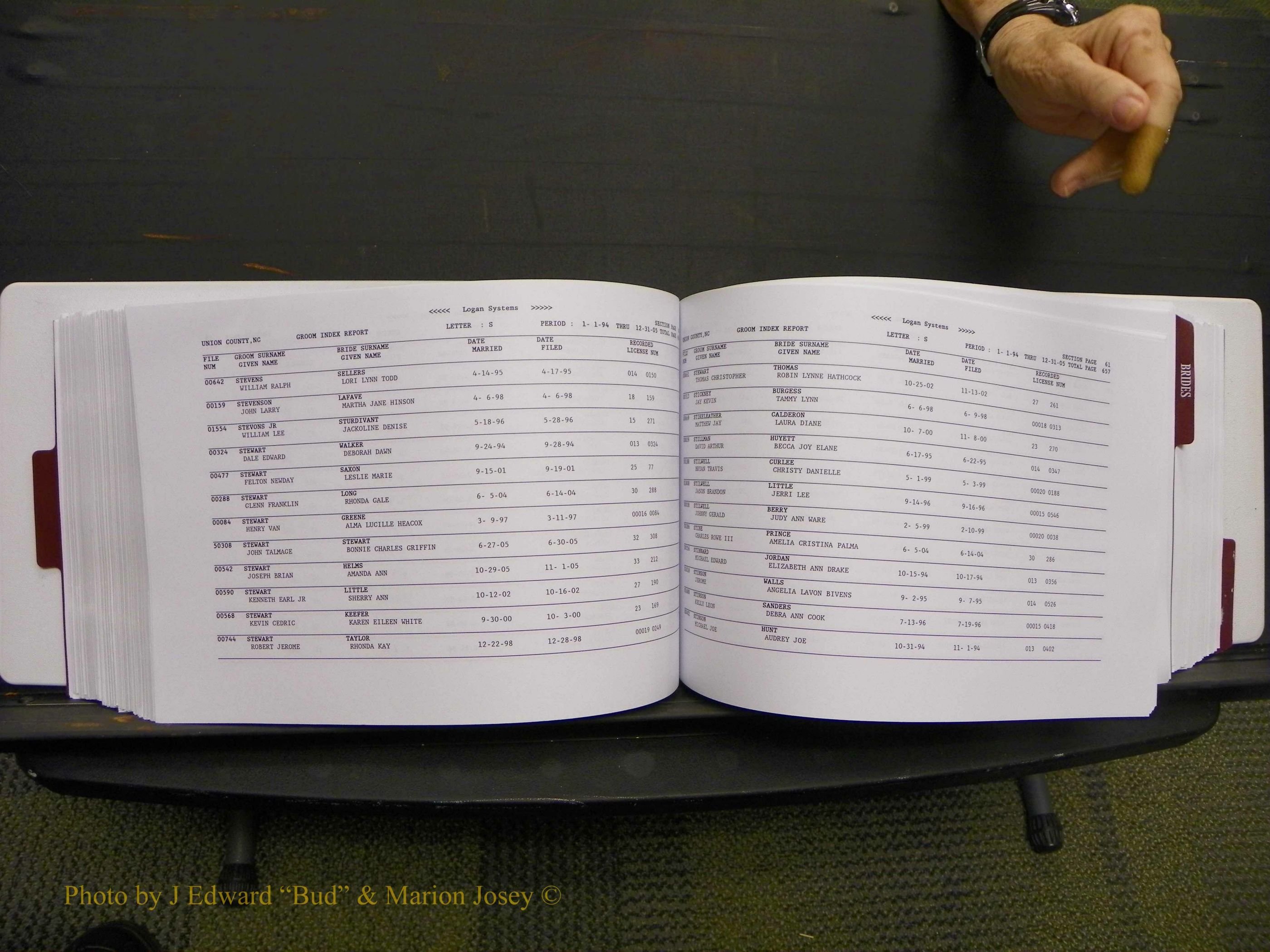 Union Co, NC Marriages Male & Female Index, 1993-2005 (334).JPG