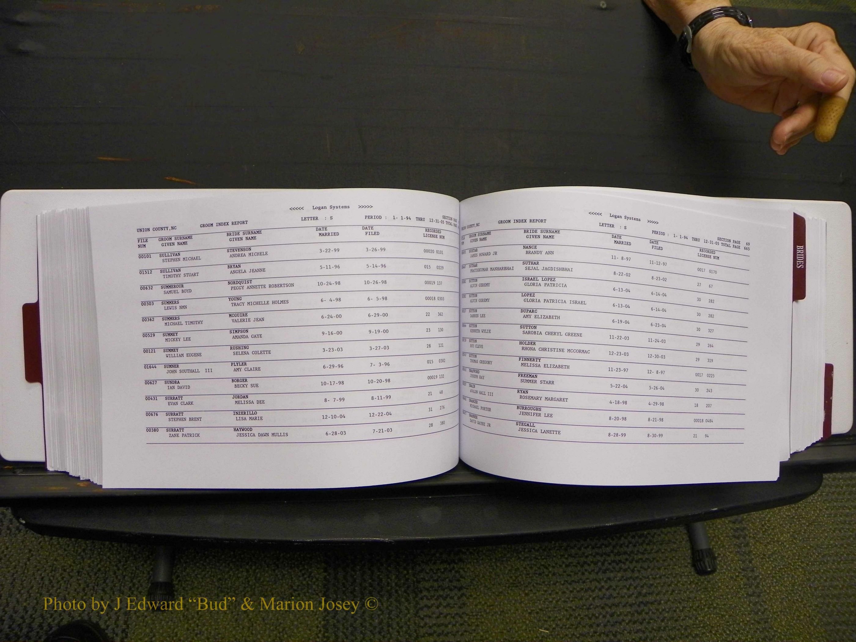 Union Co, NC Marriages Male & Female Index, 1993-2005 (338).JPG