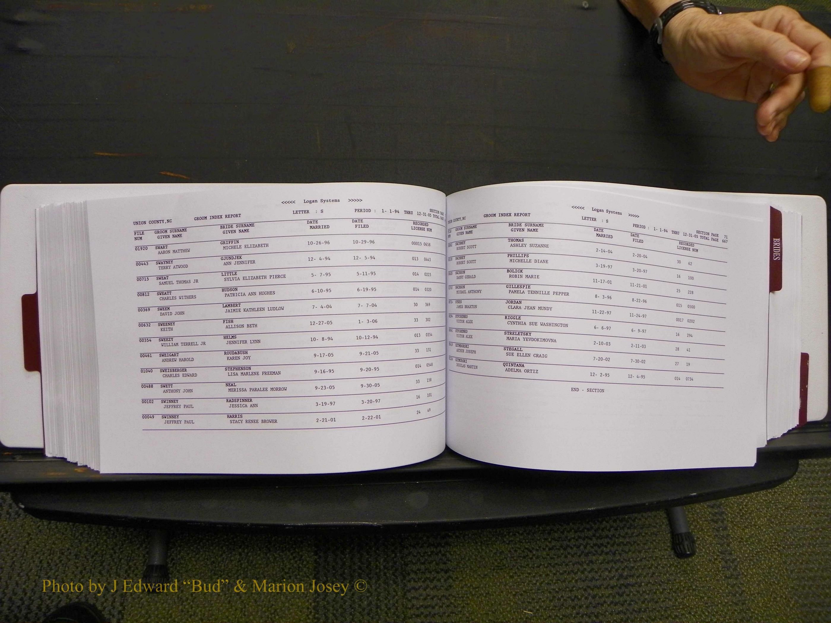 Union Co, NC Marriages Male & Female Index, 1993-2005 (339).JPG