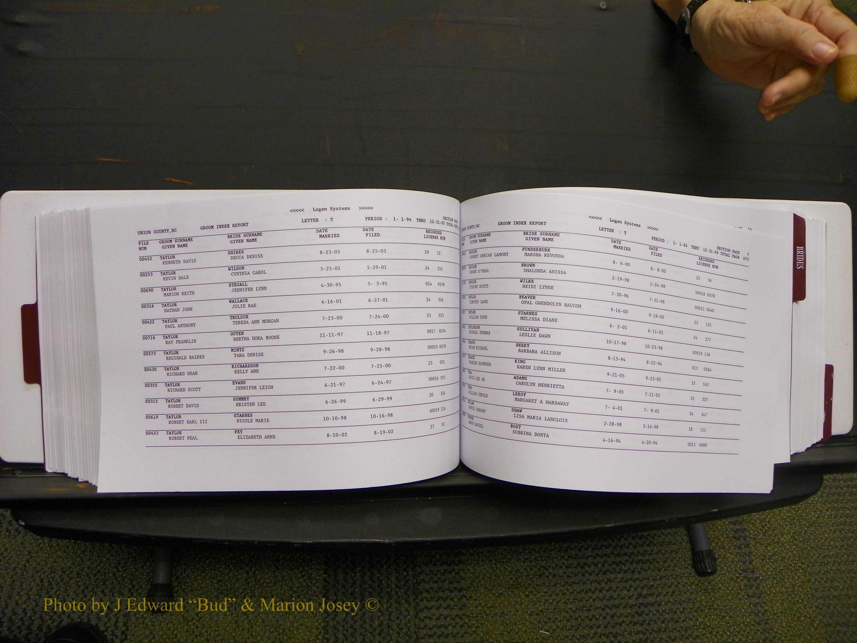 Union Co, NC Marriages Male & Female Index, 1993-2005 (343).JPG