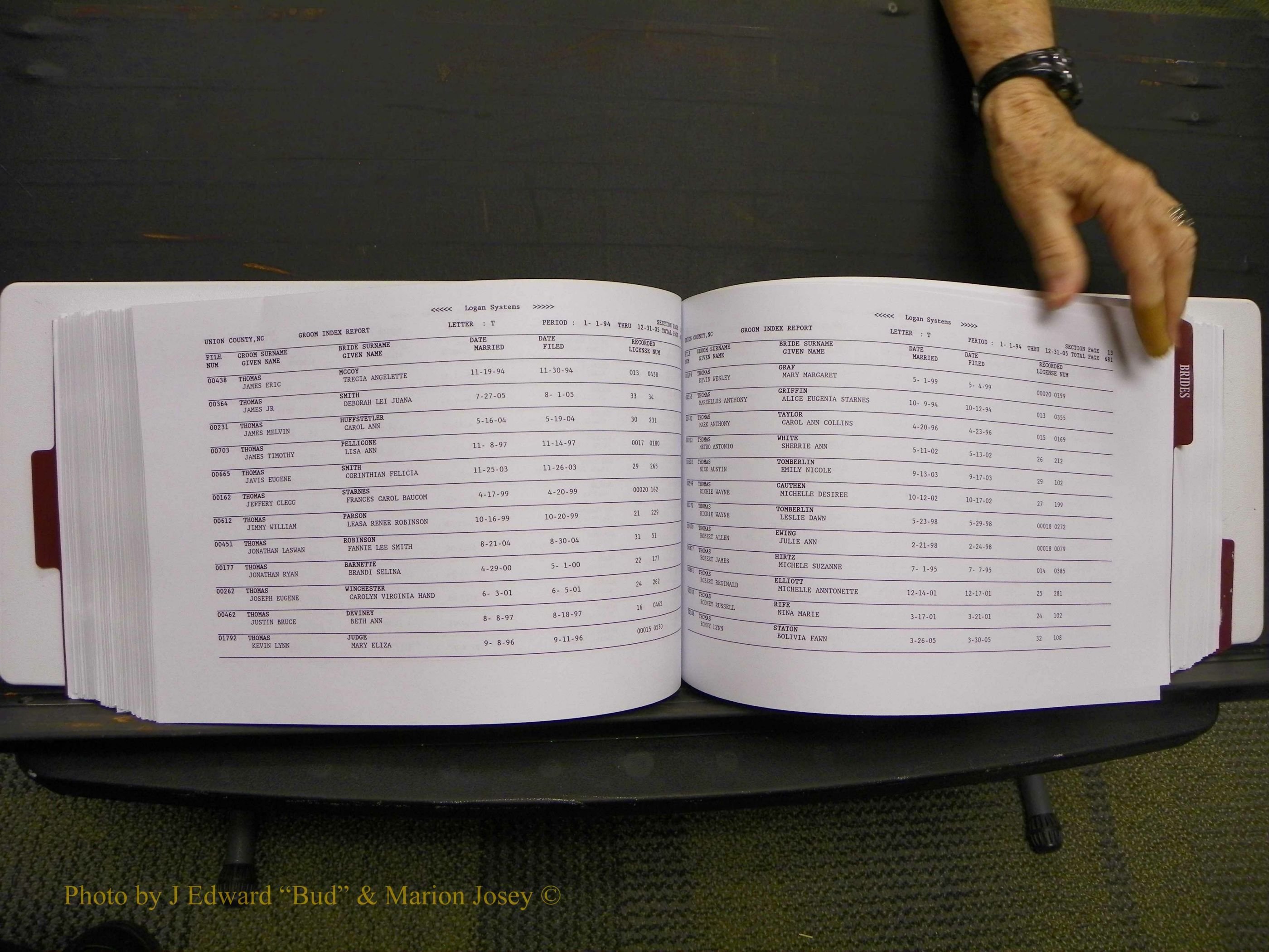Union Co, NC Marriages Male & Female Index, 1993-2005 (346).JPG