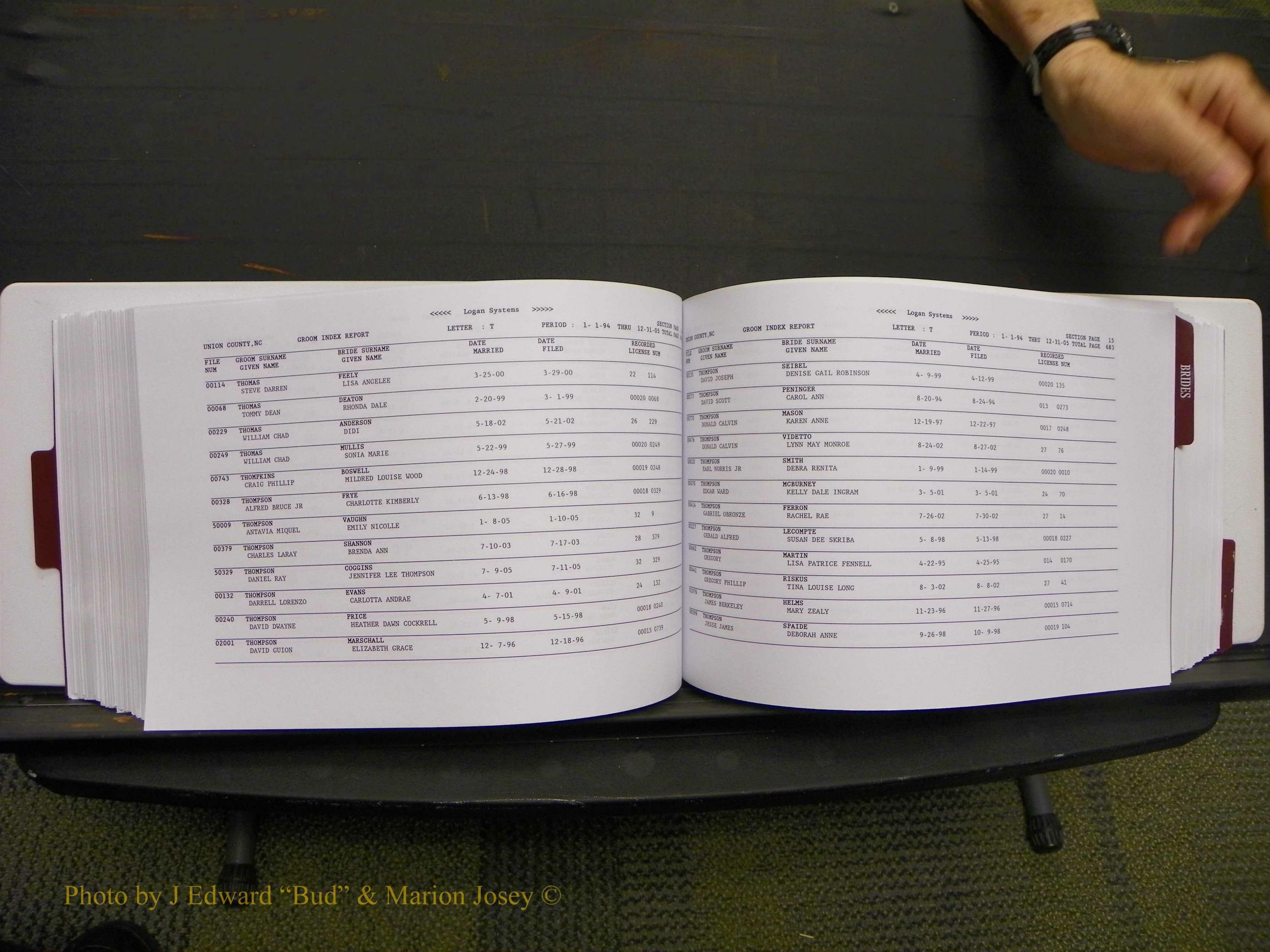 Union Co, NC Marriages Male & Female Index, 1993-2005 (348).JPG