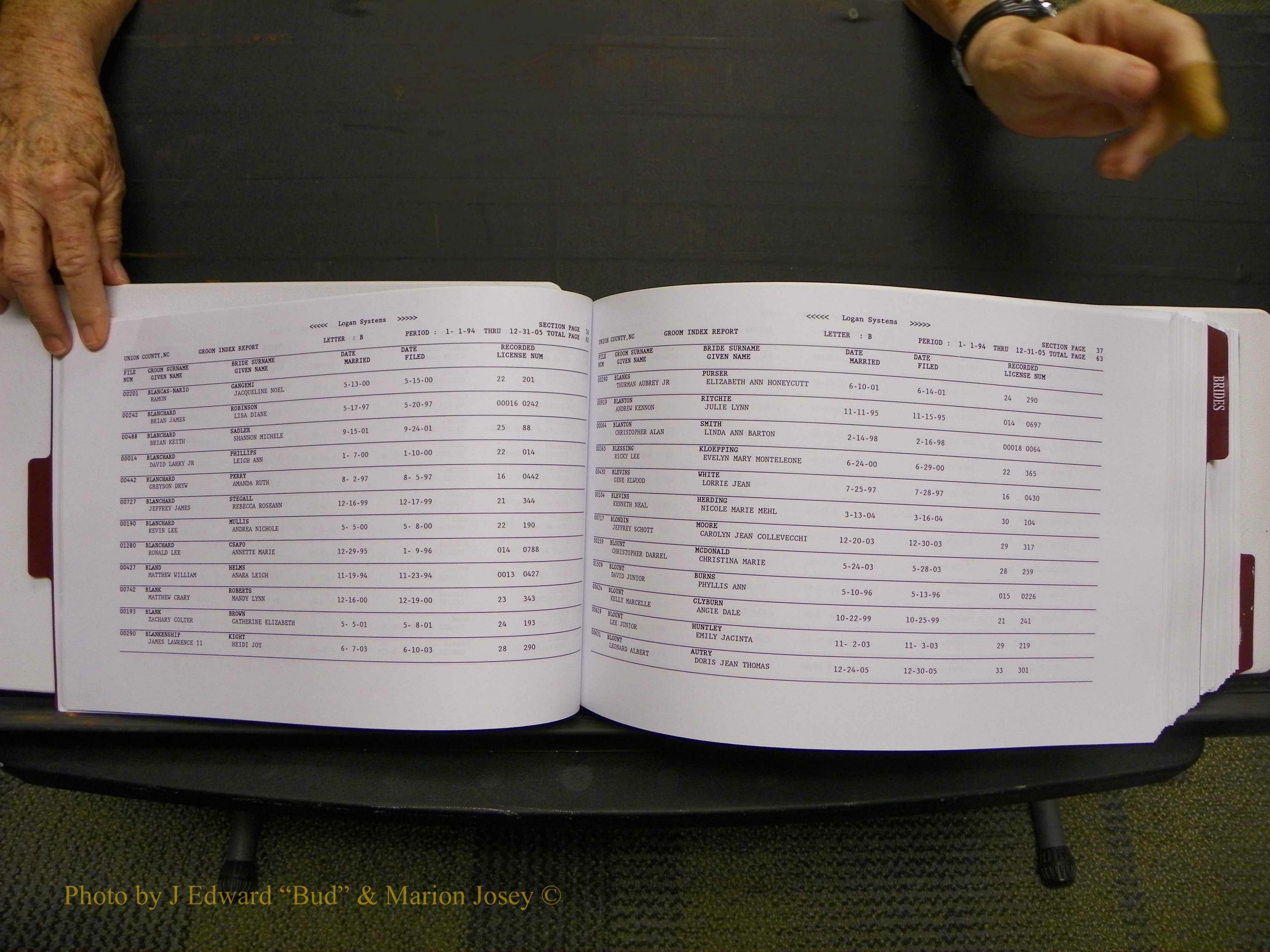 Union Co, NC Marriages Male & Female Index, 1993-2005 (35).JPG