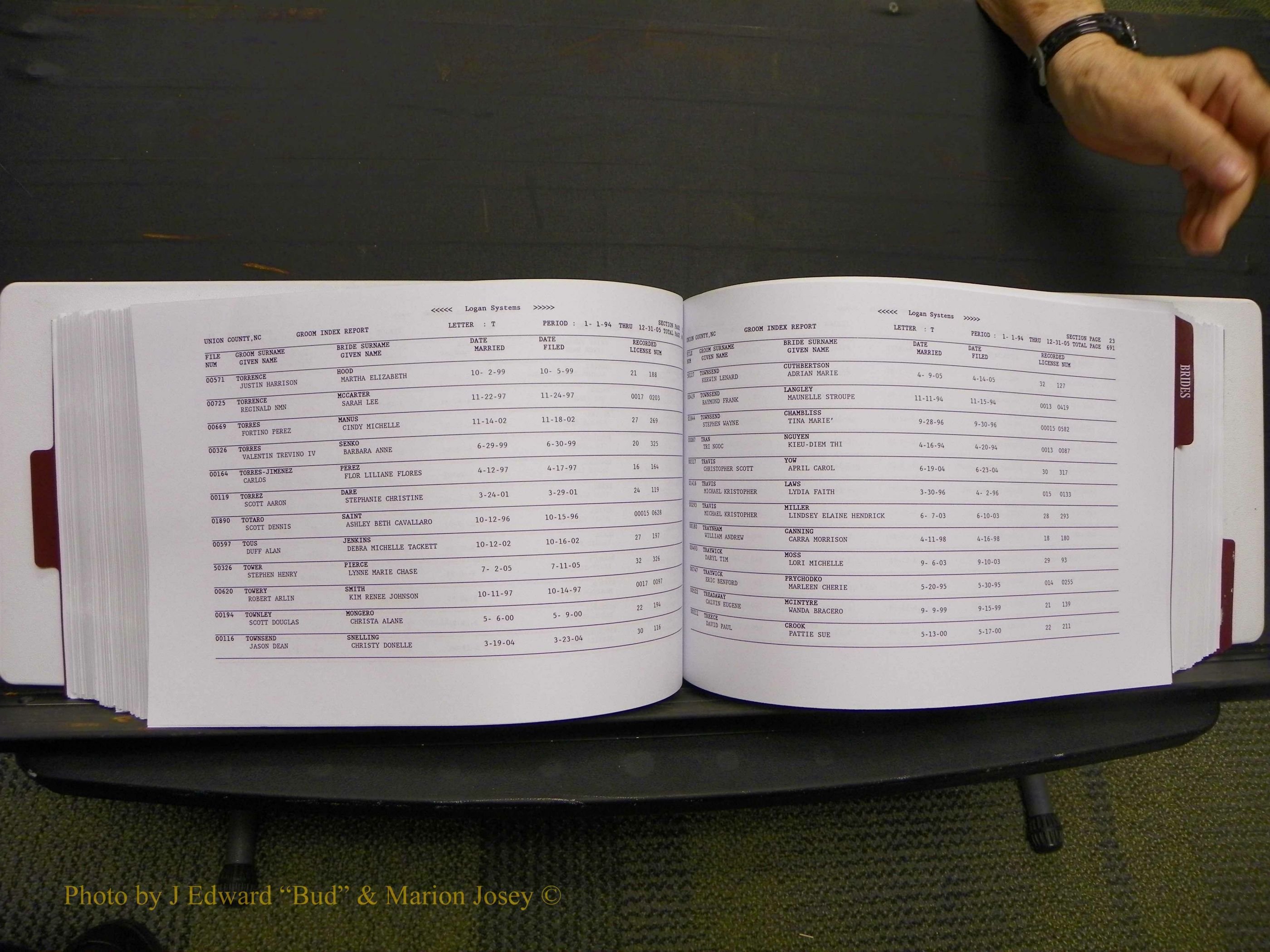 Union Co, NC Marriages Male & Female Index, 1993-2005 (350).JPG