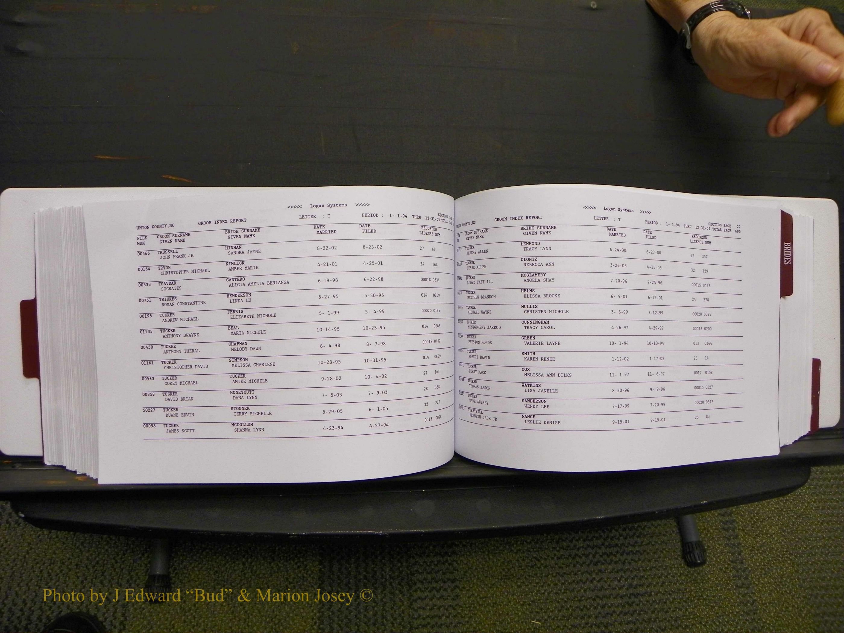 Union Co, NC Marriages Male & Female Index, 1993-2005 (353).JPG